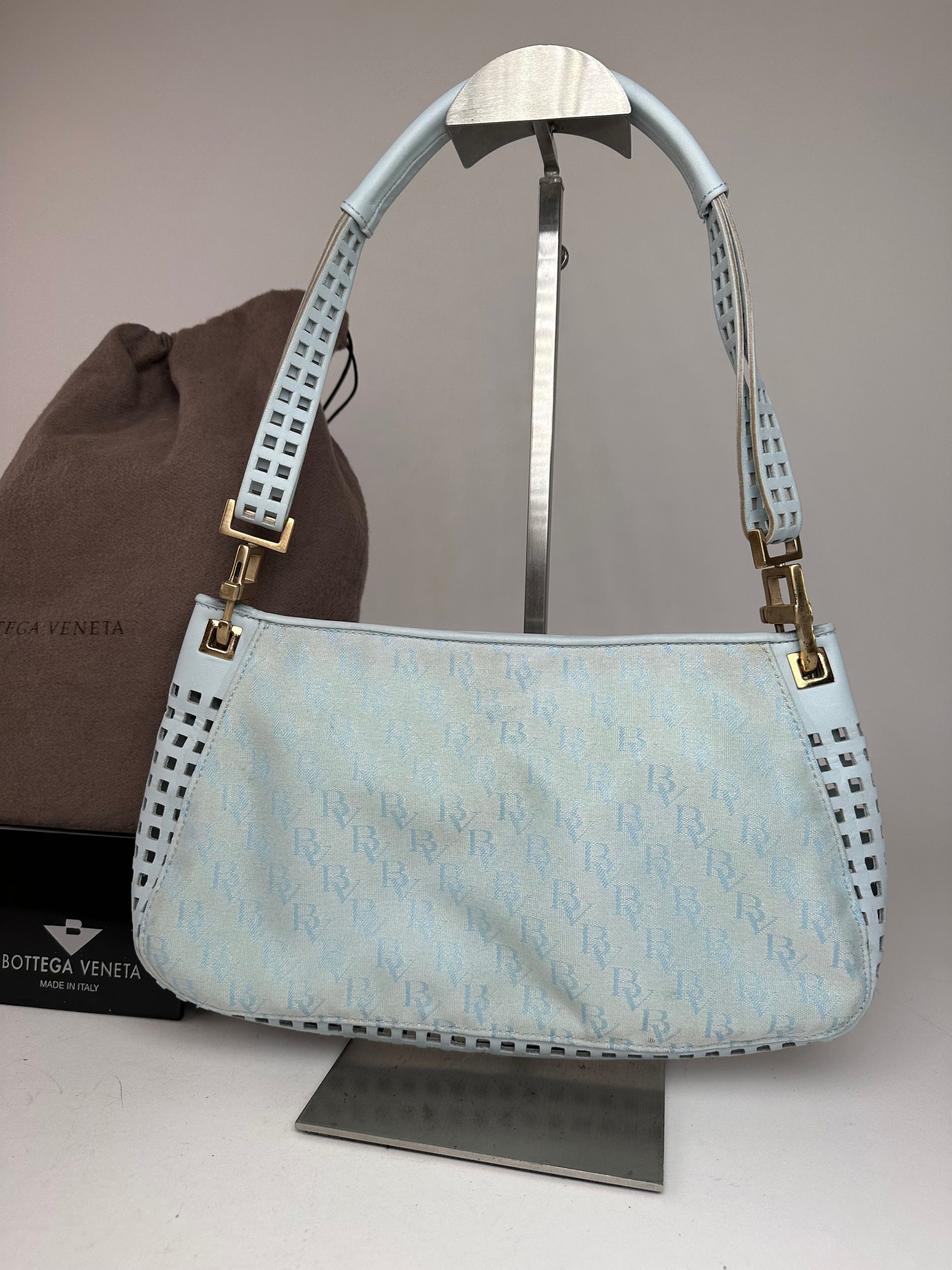 Bottega Veneta Vintage Monogram Suede Leather Bag Turquoise Size ONE SIZE - 15 Thumbnail