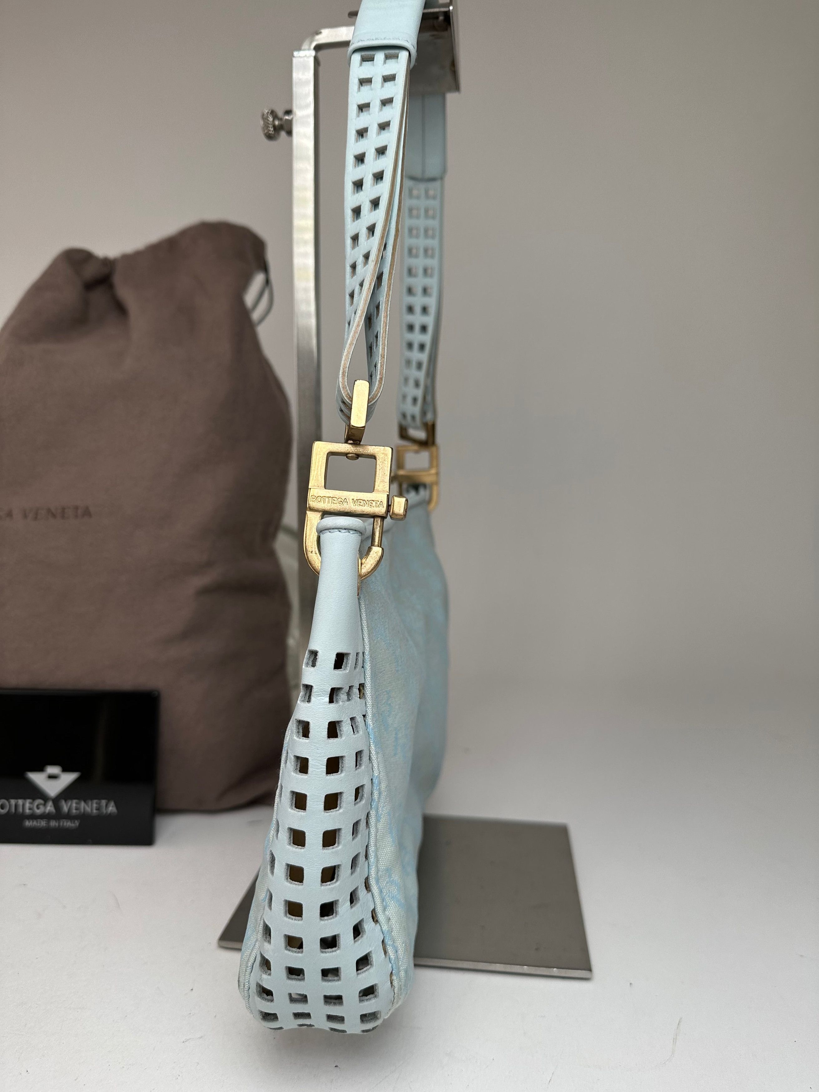 Bottega Veneta Vintage Monogram Suede Leather Bag Turquoise Size ONE SIZE - 6 Thumbnail