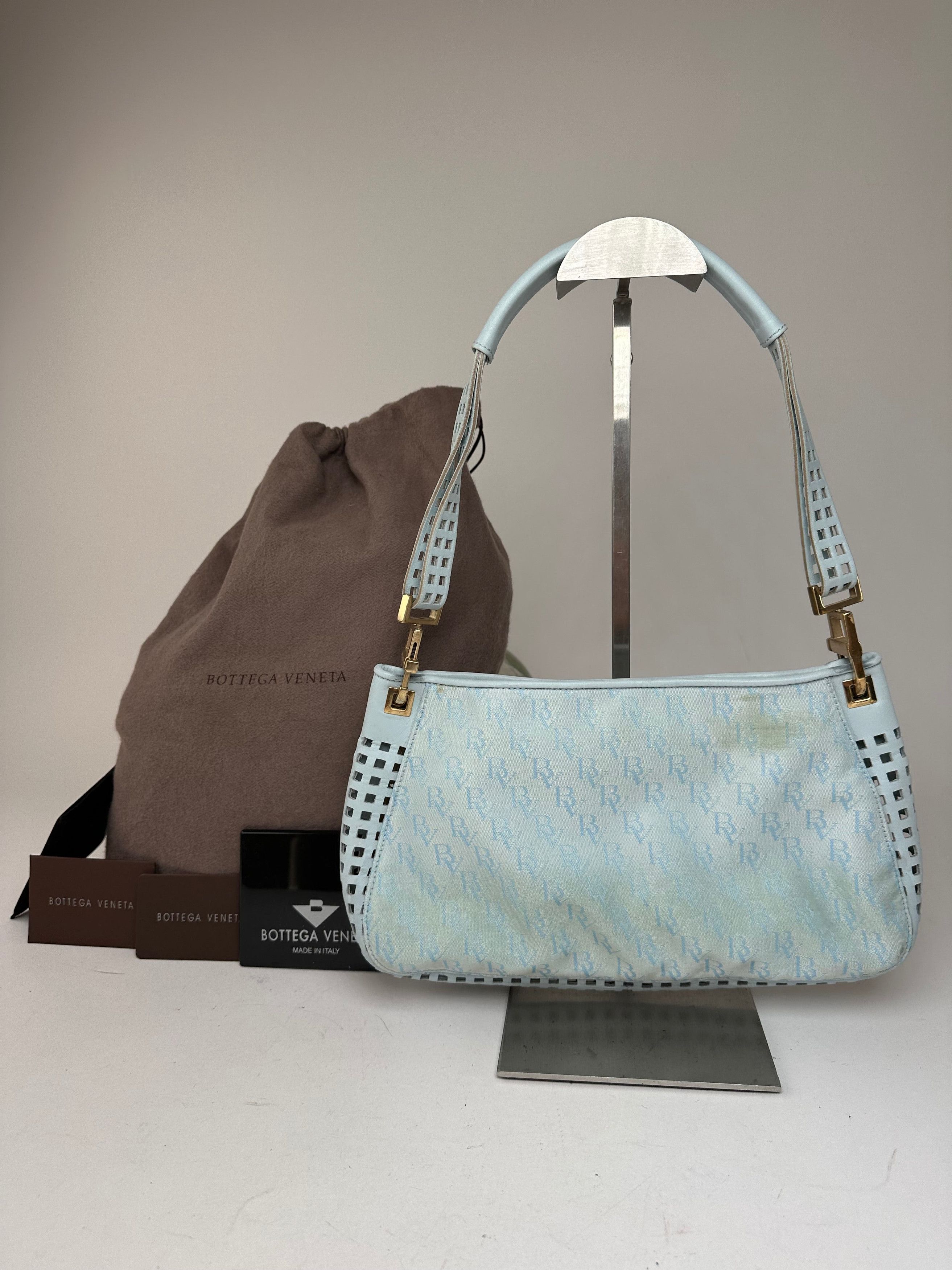 Bottega Veneta Vintage Monogram Suede Leather Bag Turquoise Size ONE SIZE - 9 Thumbnail