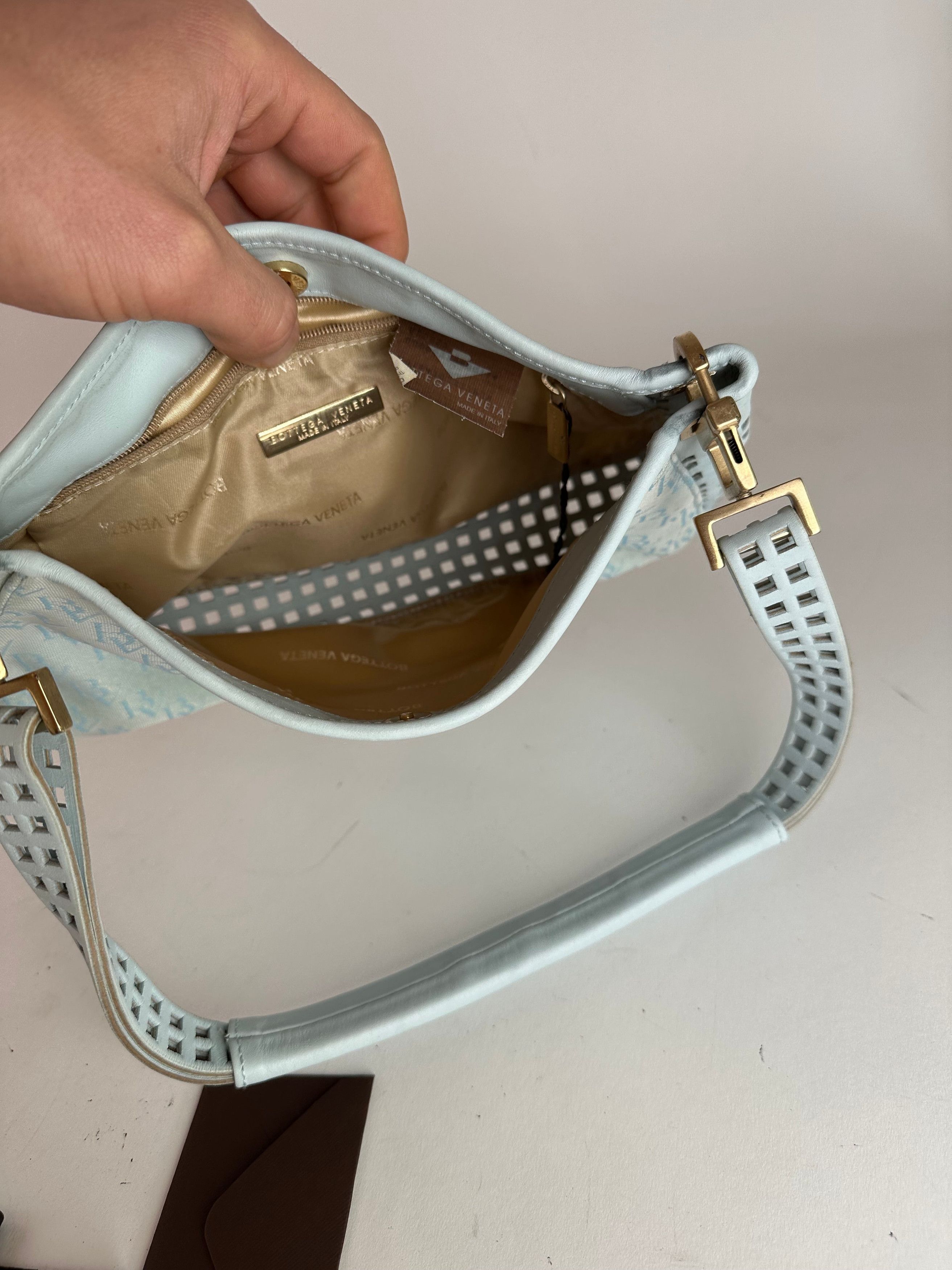 Bottega Veneta Vintage Monogram Suede Leather Bag Turquoise Size ONE SIZE - 3 Thumbnail