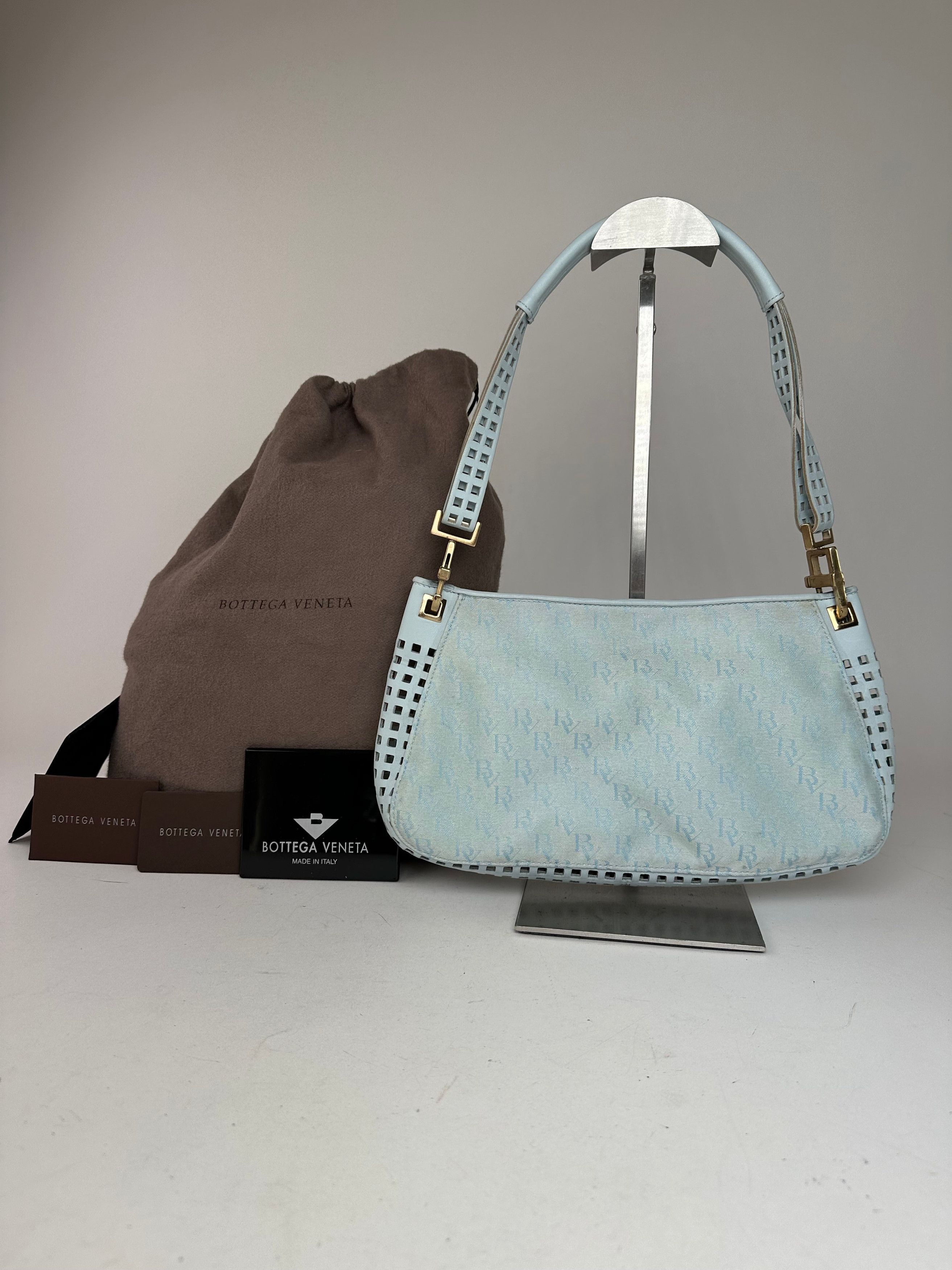 Bottega Veneta Vintage Monogram Suede Leather Bag Turquoise Size ONE SIZE - 5 Thumbnail