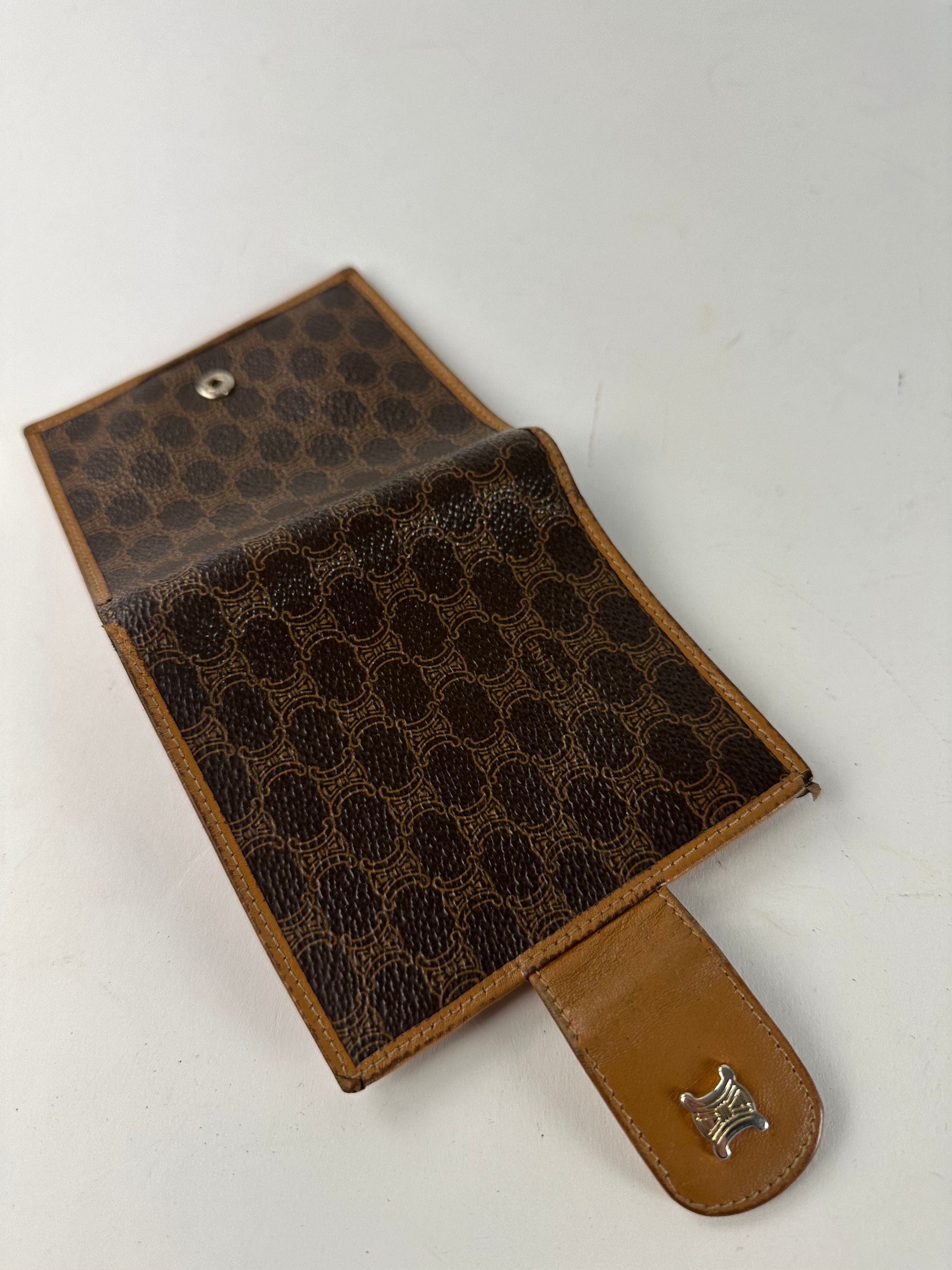 Celine Vintage Paris Triomphe Monogram Leather Wallet Brown Size ONE SIZE - 9 Thumbnail
