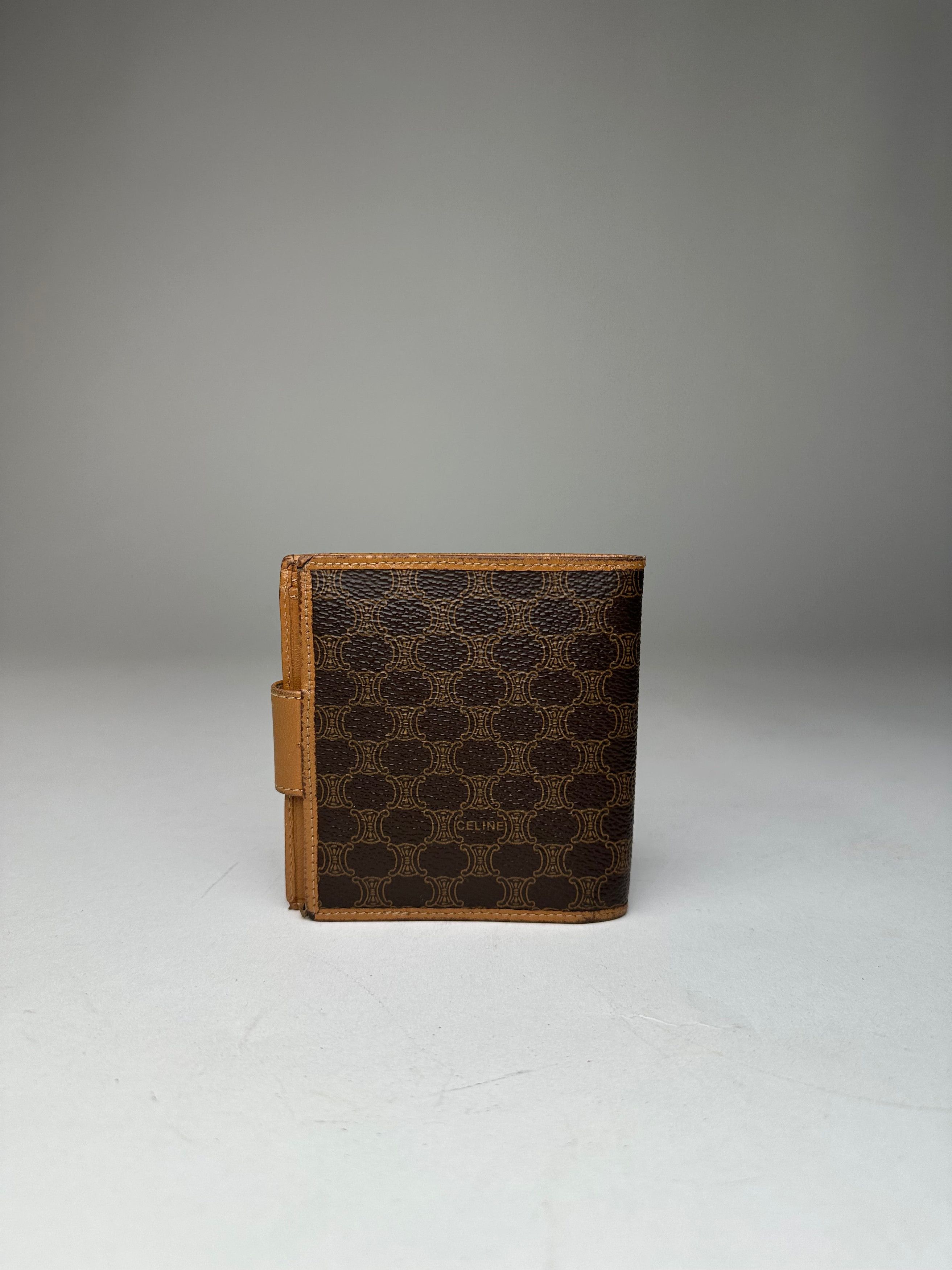 Celine Vintage Paris Triomphe Monogram Leather Wallet Brown Size ONE SIZE - 2 Thumbnail
