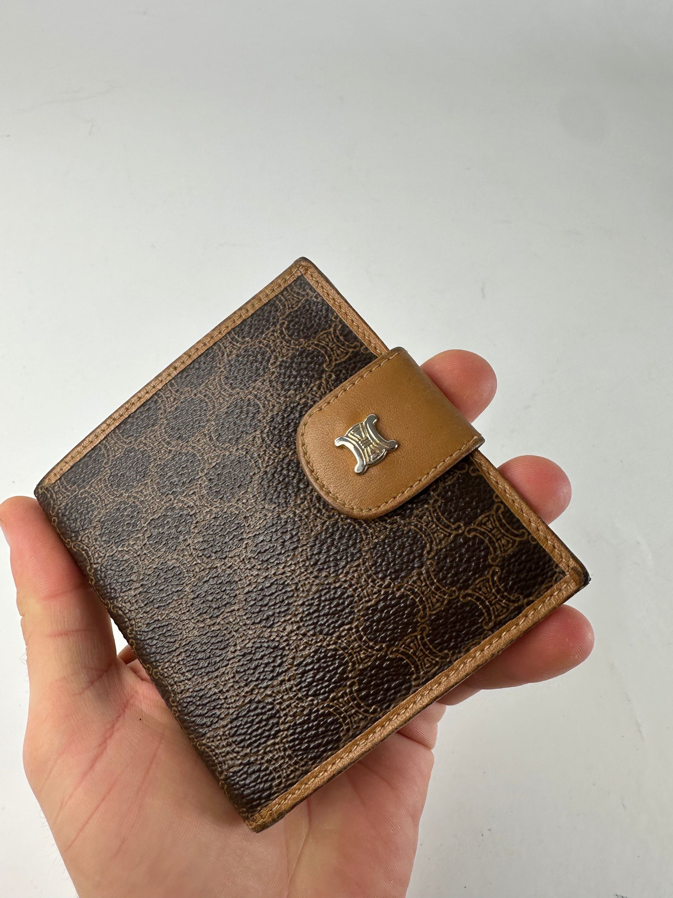 Celine Vintage Paris Triomphe Monogram Leather Wallet Brown Size ONE SIZE - 3 Thumbnail