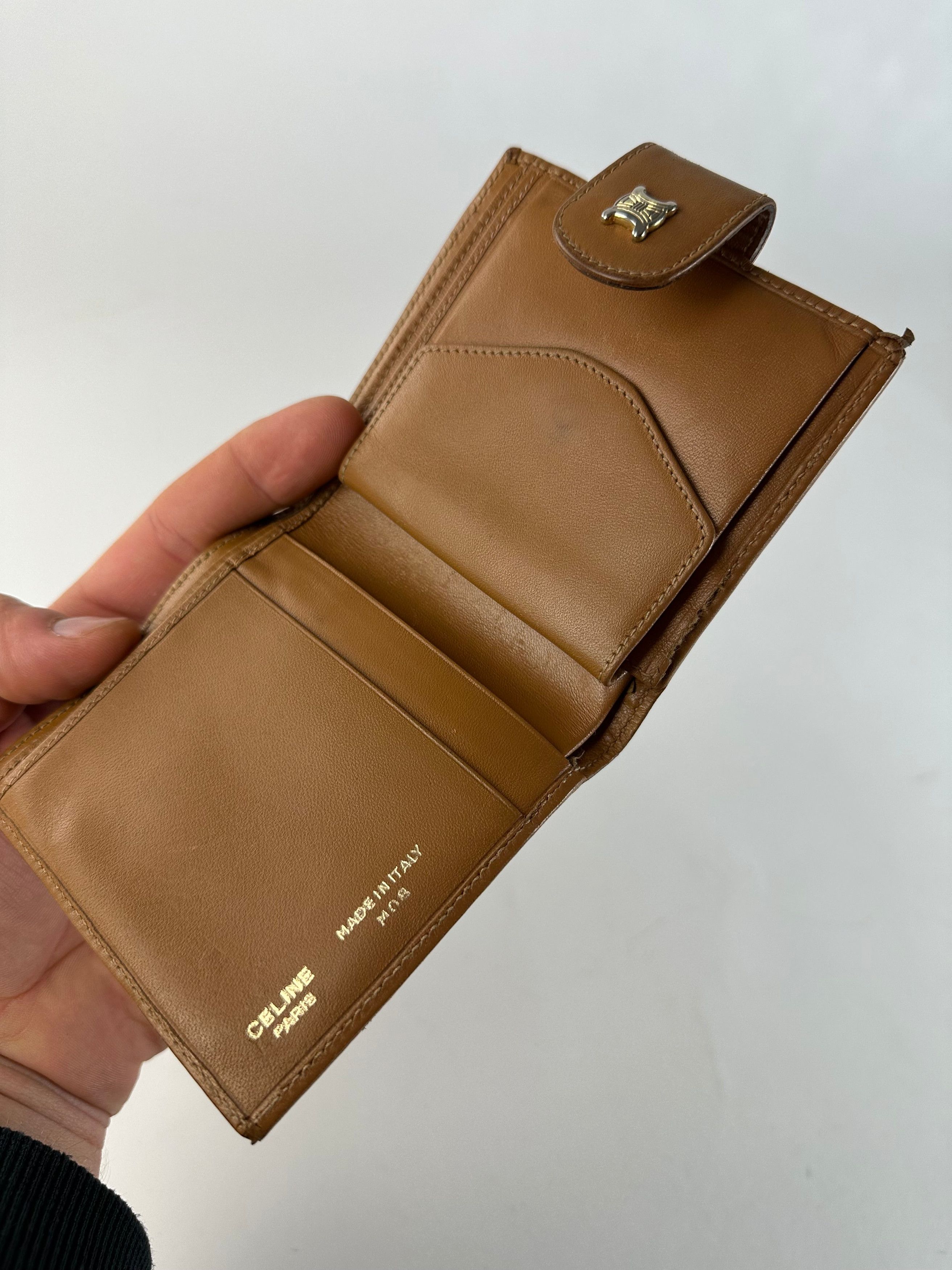 Celine Vintage Paris Triomphe Monogram Leather Wallet Brown Size ONE SIZE - 4 Thumbnail
