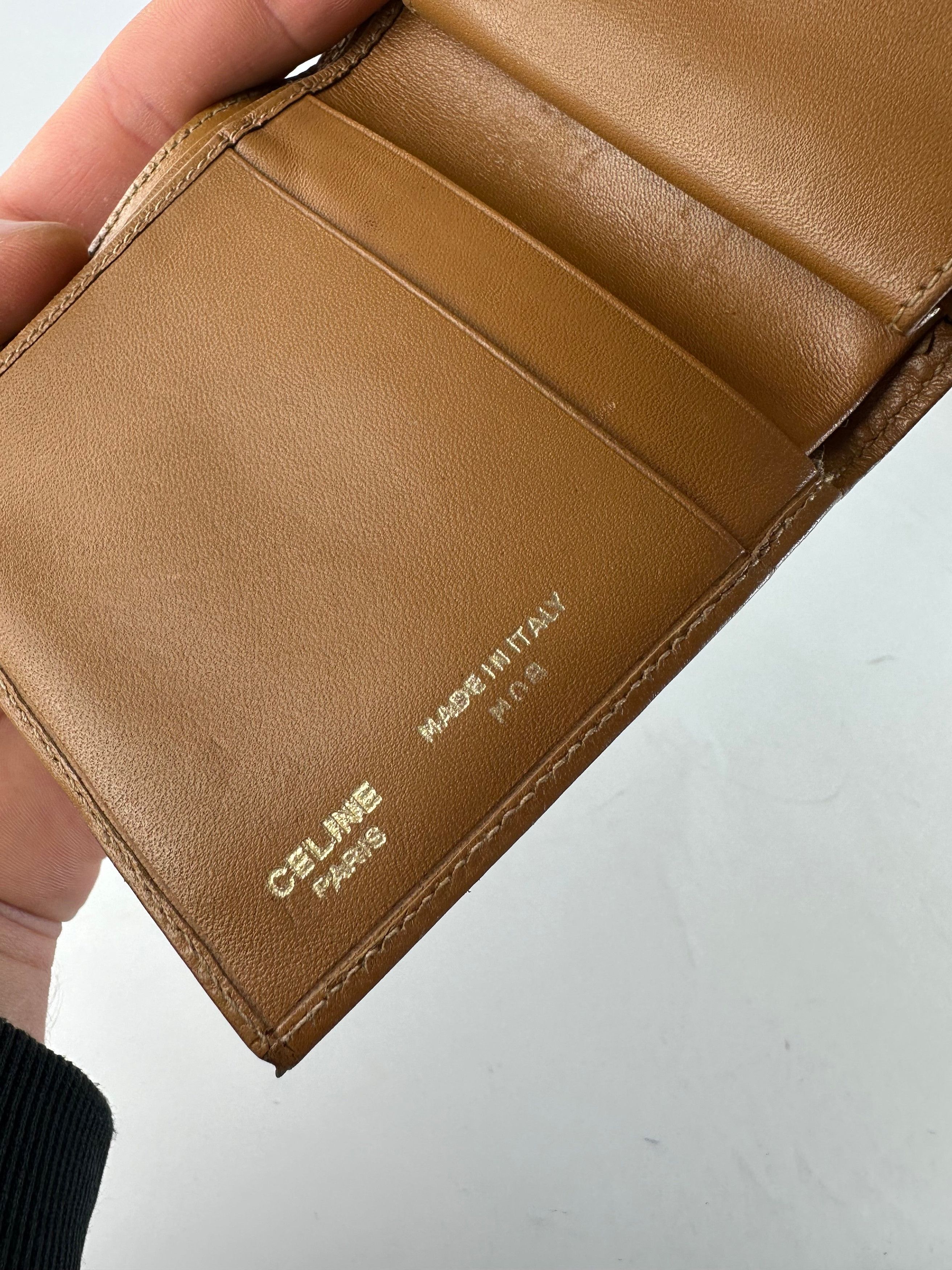 Celine Vintage Paris Triomphe Monogram Leather Wallet Brown Size ONE SIZE - 5 Thumbnail