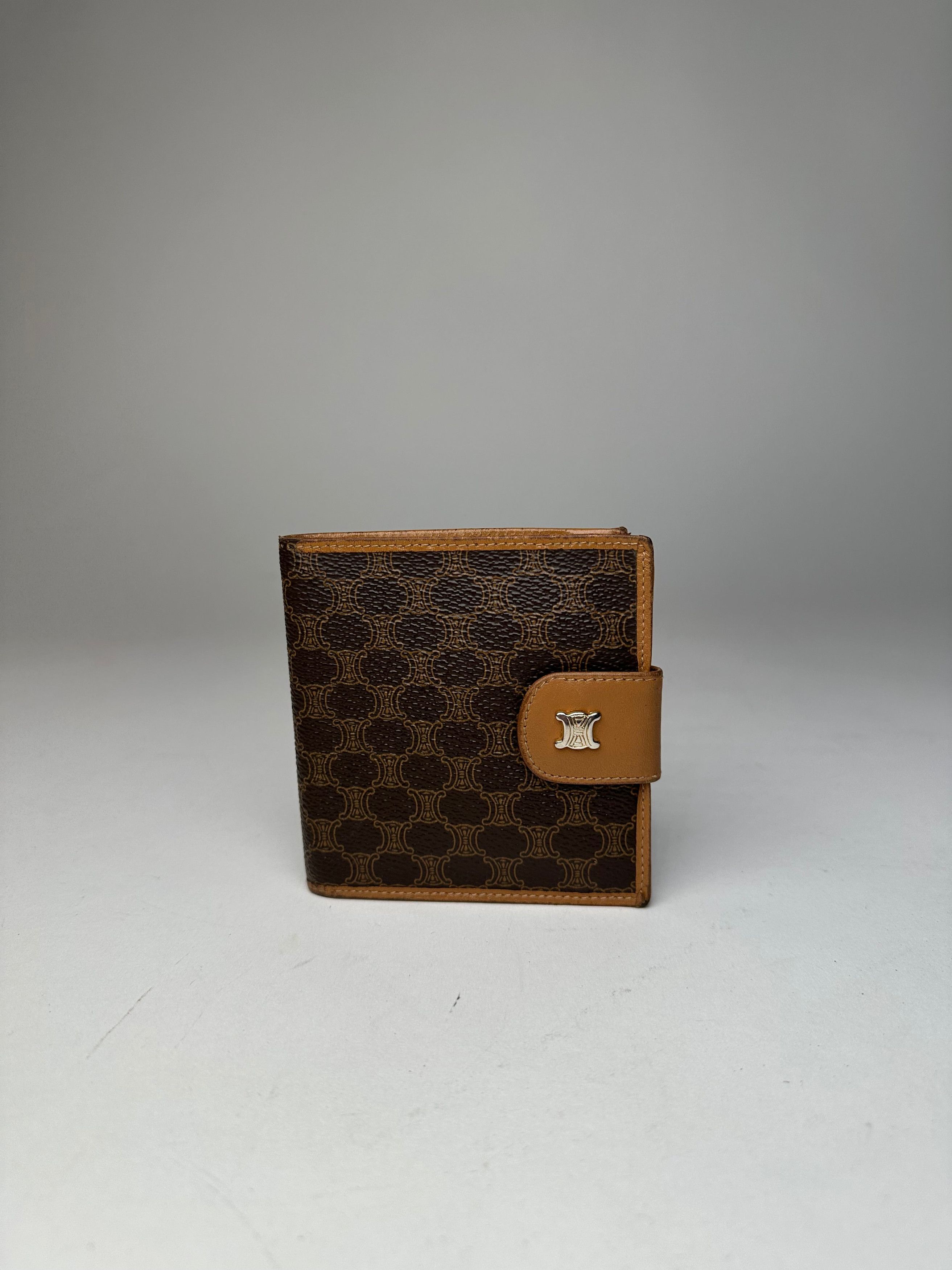 Celine Vintage Paris Triomphe Monogram Leather Wallet Brown Size ONE SIZE - 6 Thumbnail