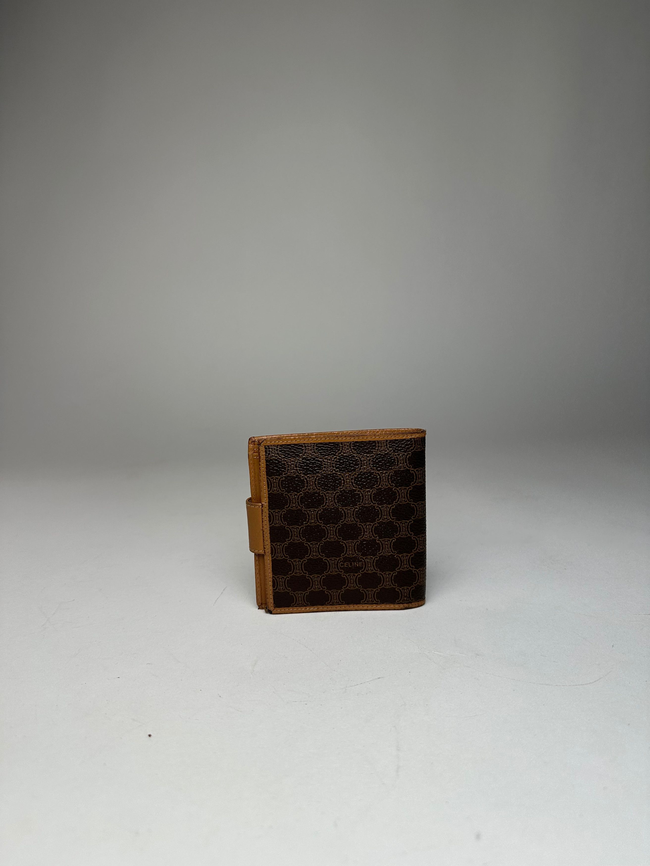 Celine Vintage Paris Triomphe Monogram Leather Wallet Brown Size ONE SIZE - 13 Thumbnail