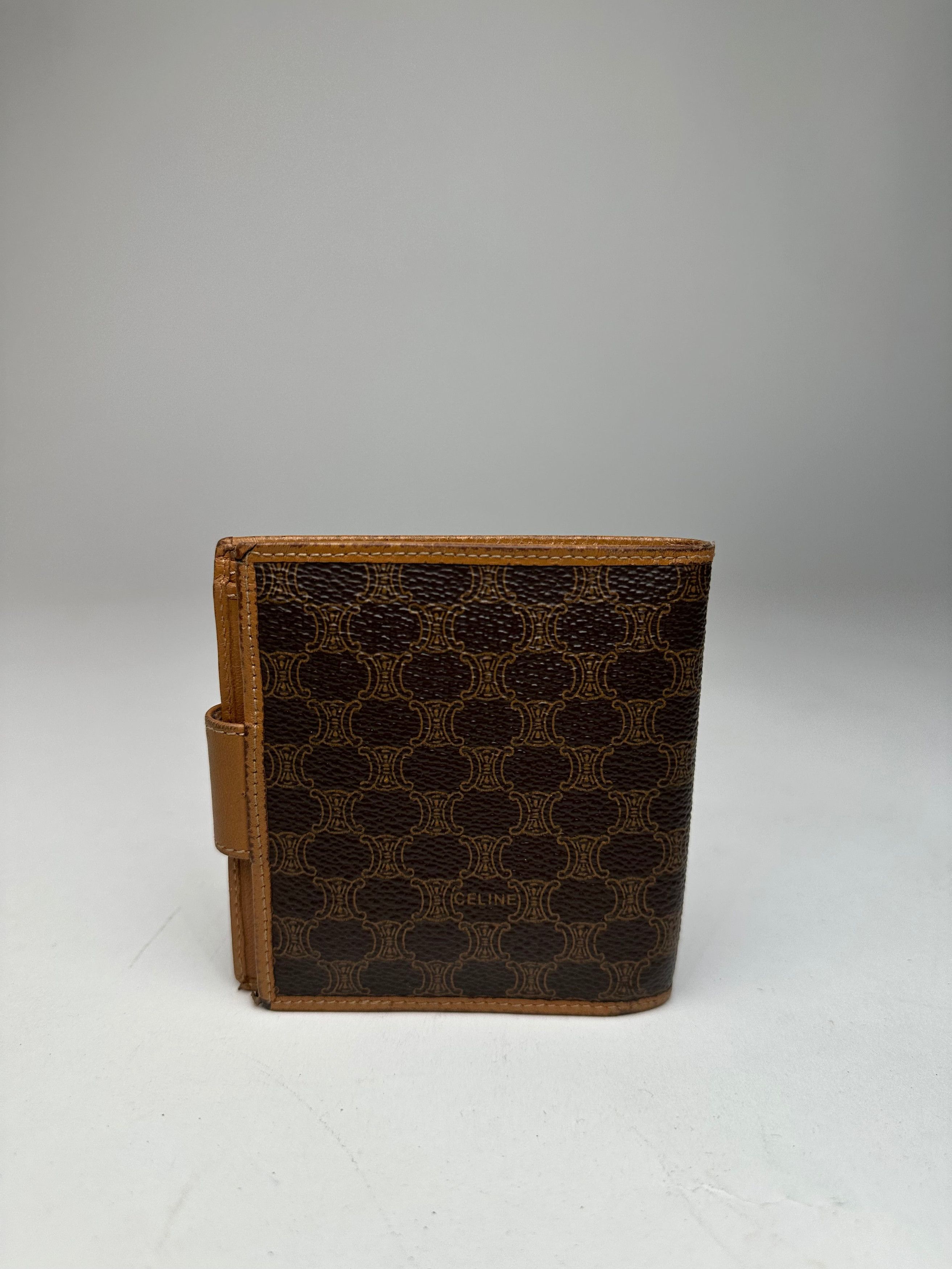 Celine Vintage Paris Triomphe Monogram Leather Wallet Brown Size ONE SIZE - 8 Thumbnail