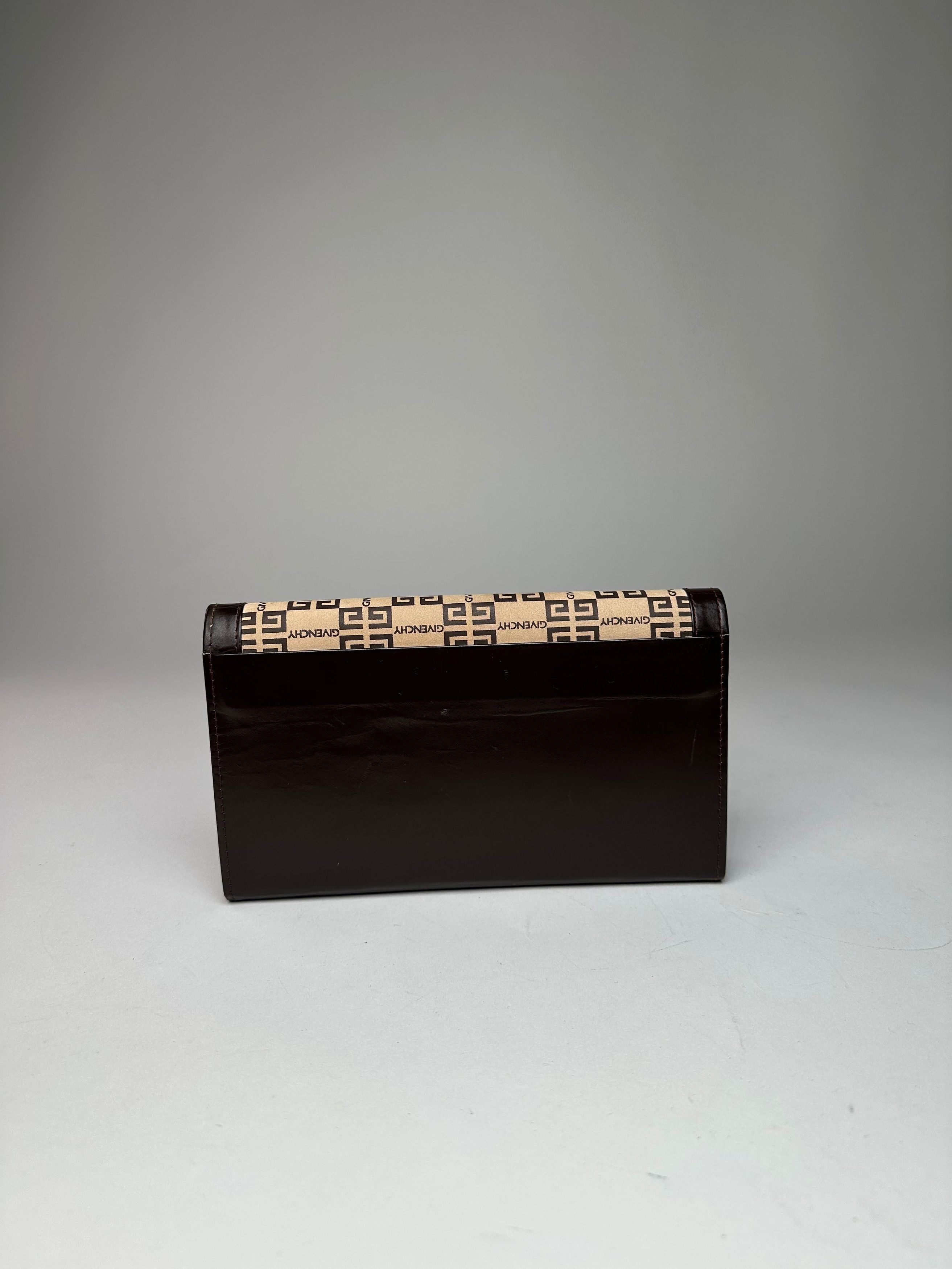 Givenchy Vintage Leather Monogram Clutch Brown Beige Size ONE SIZE - 11 Thumbnail