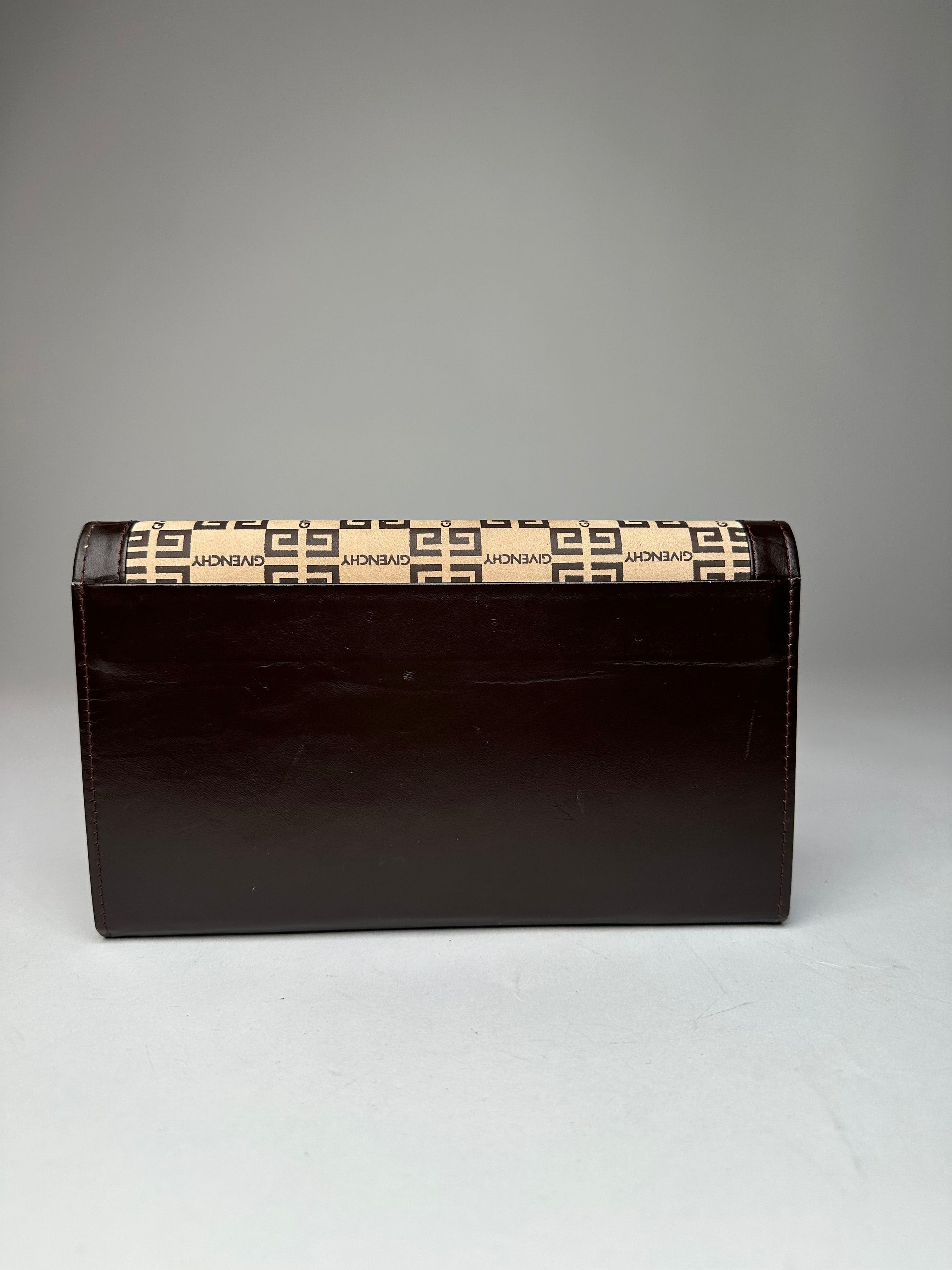 Givenchy Vintage Leather Monogram Clutch Brown Beige Size ONE SIZE - 2 Thumbnail