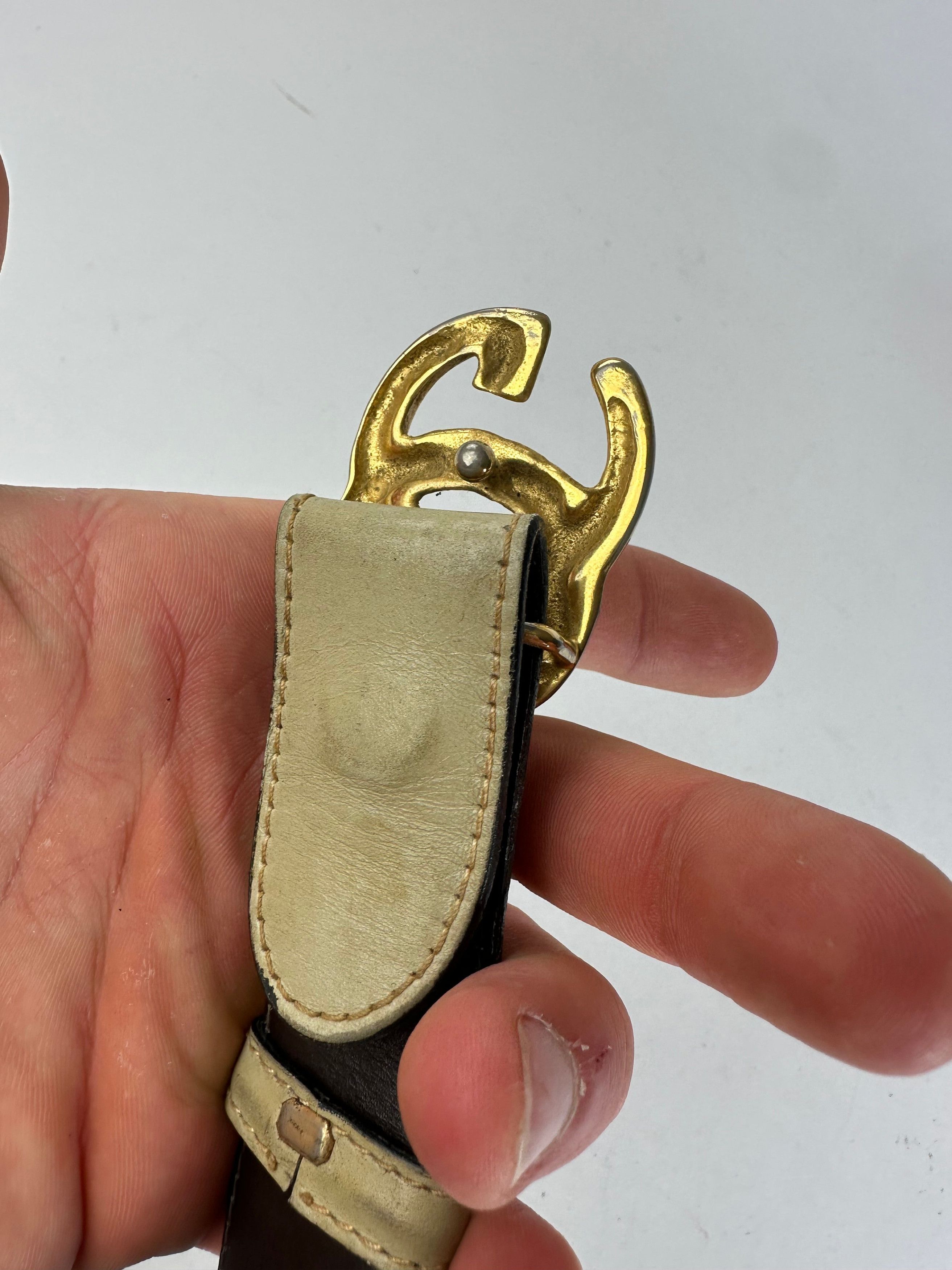 Gucci Vintage GG Leather Belt Grey Size ONE SIZE - 3 Thumbnail