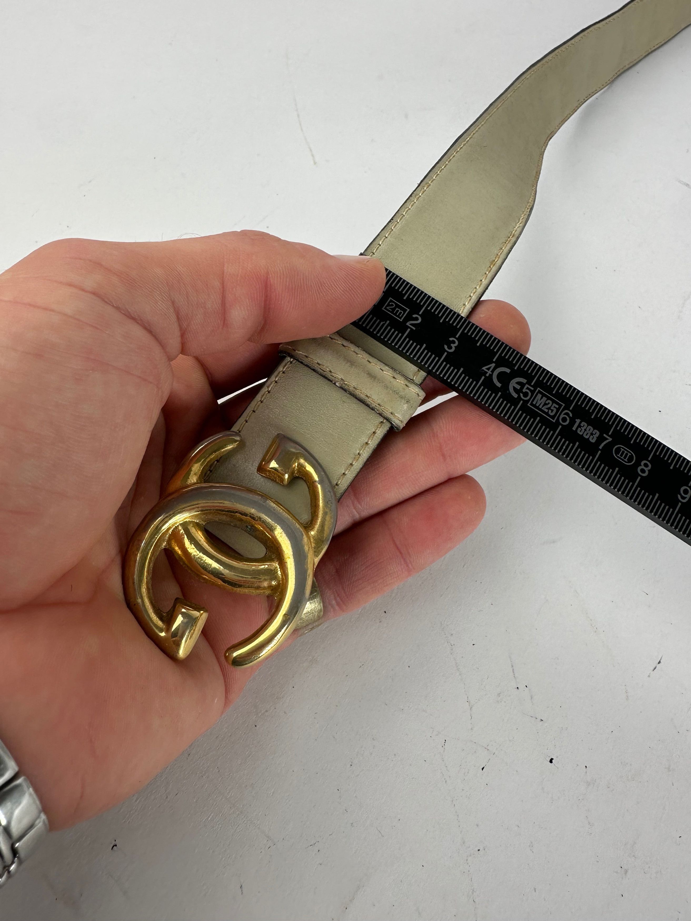 Gucci Vintage GG Leather Belt Grey Size ONE SIZE - 8 Thumbnail
