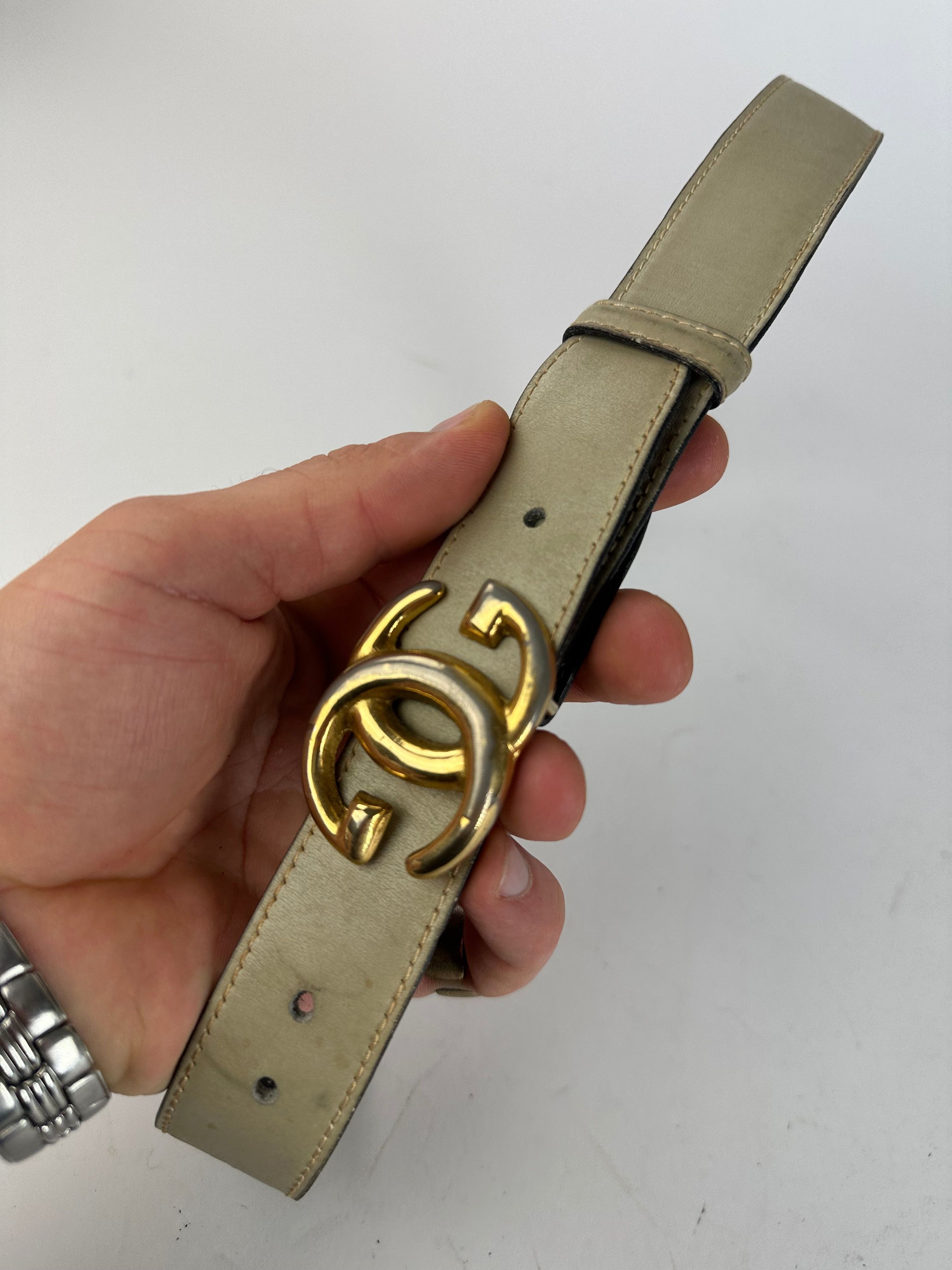 Gucci Vintage GG Leather Belt Grey Size ONE SIZE - 2 Thumbnail