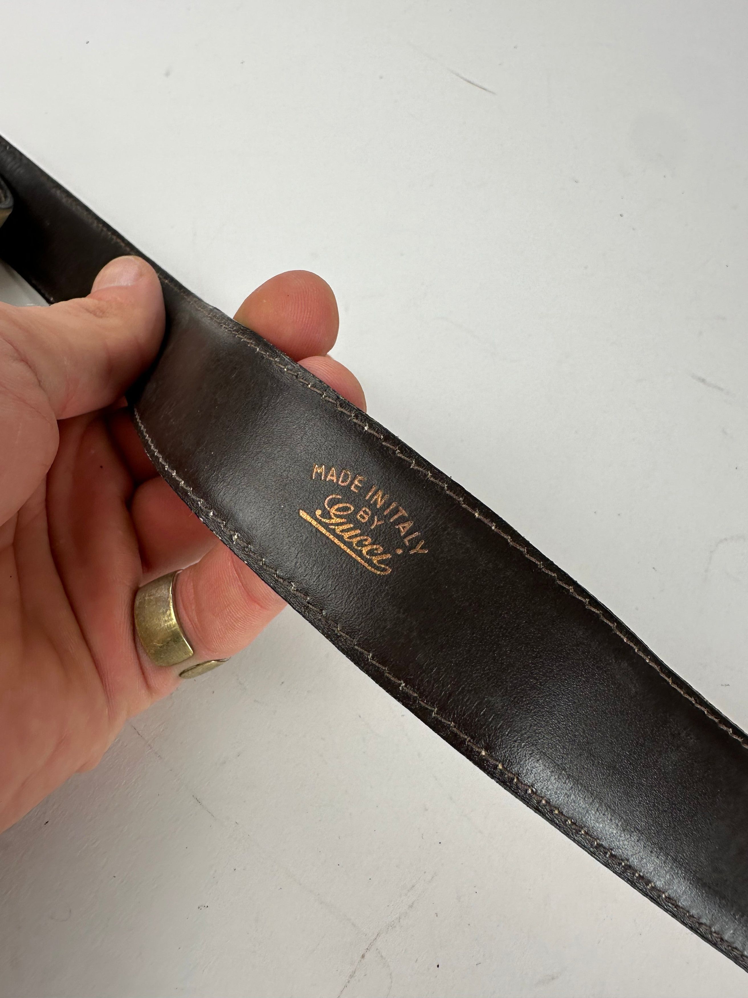 Gucci Vintage GG Leather Belt Grey Size ONE SIZE - 4 Thumbnail