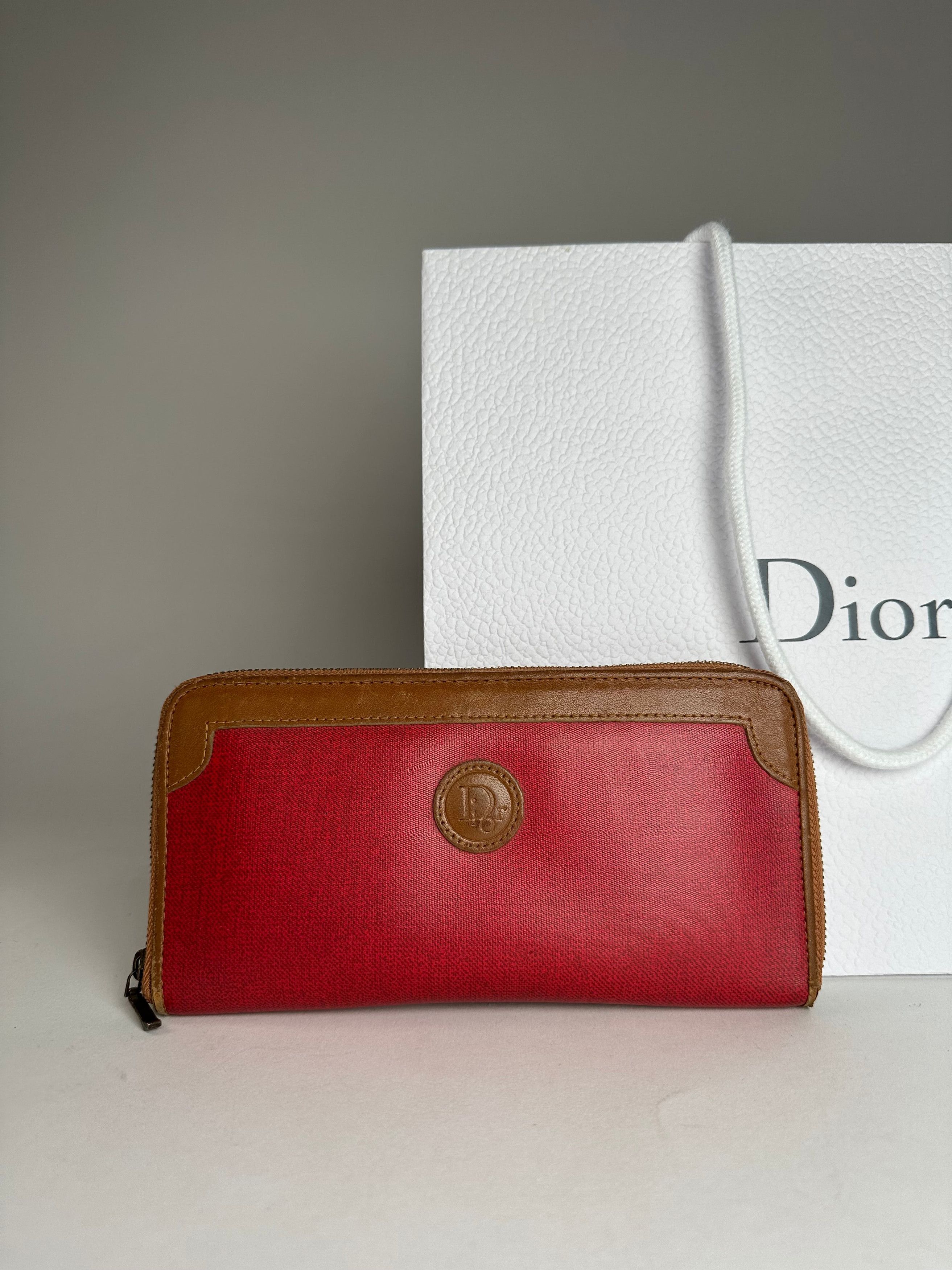 Dior Vintage Long Zippy Wallet Red Brown Size ONE SIZE - 8 Thumbnail