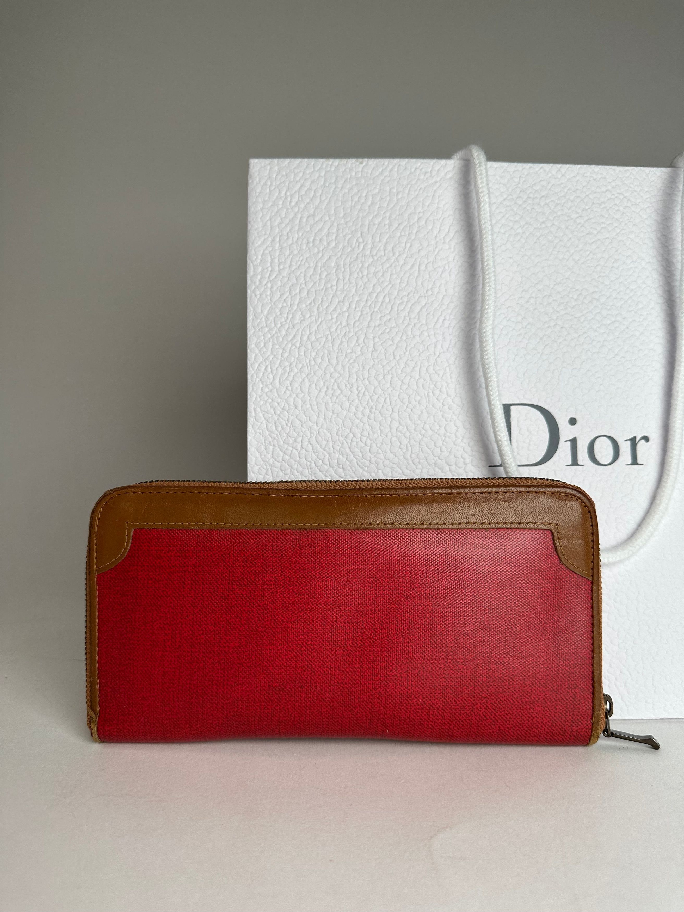 Dior Vintage Long Zippy Wallet Red Brown Size ONE SIZE - 9 Thumbnail