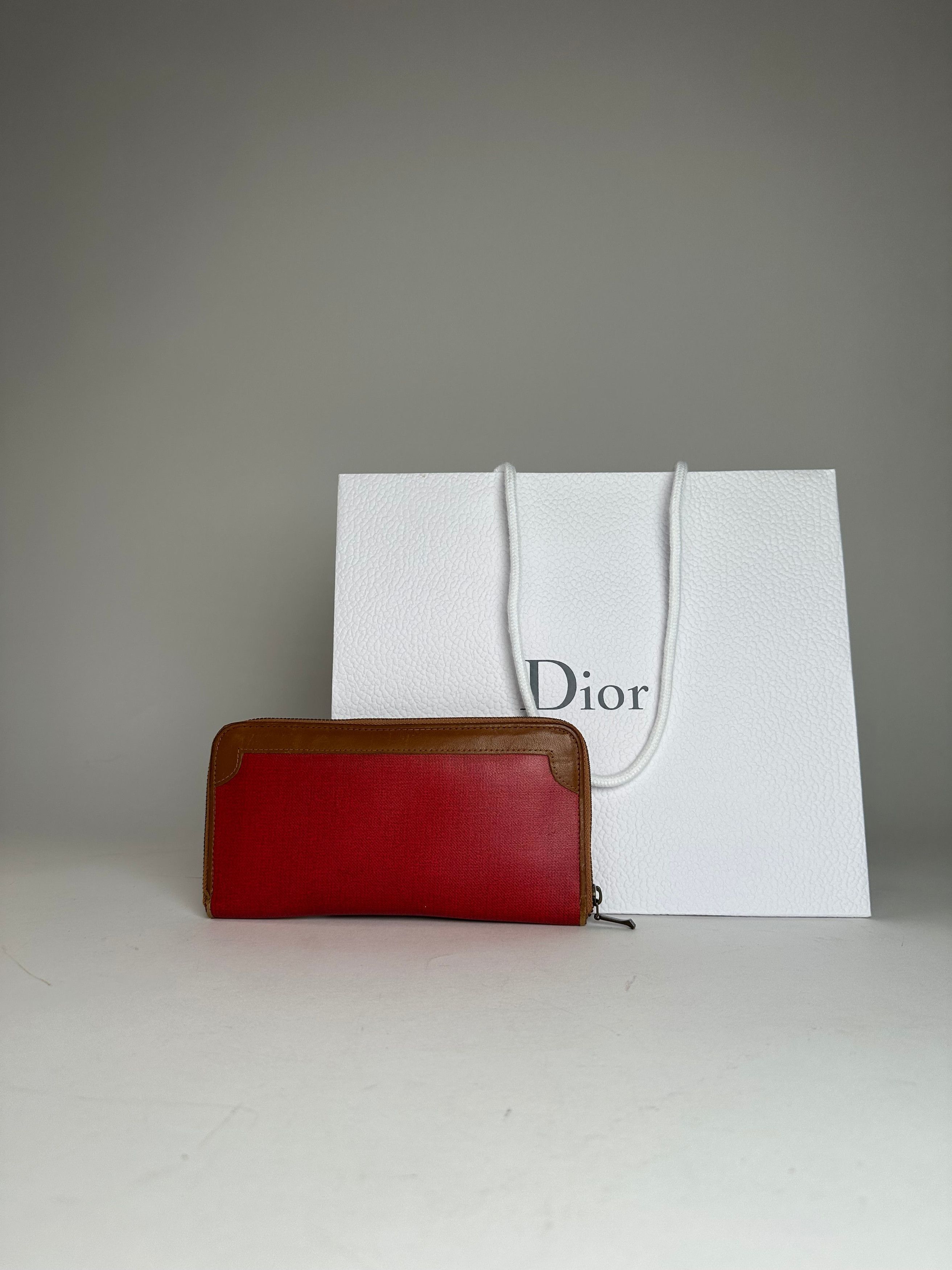 Dior Vintage Long Zippy Wallet Red Brown Size ONE SIZE - 2 Thumbnail
