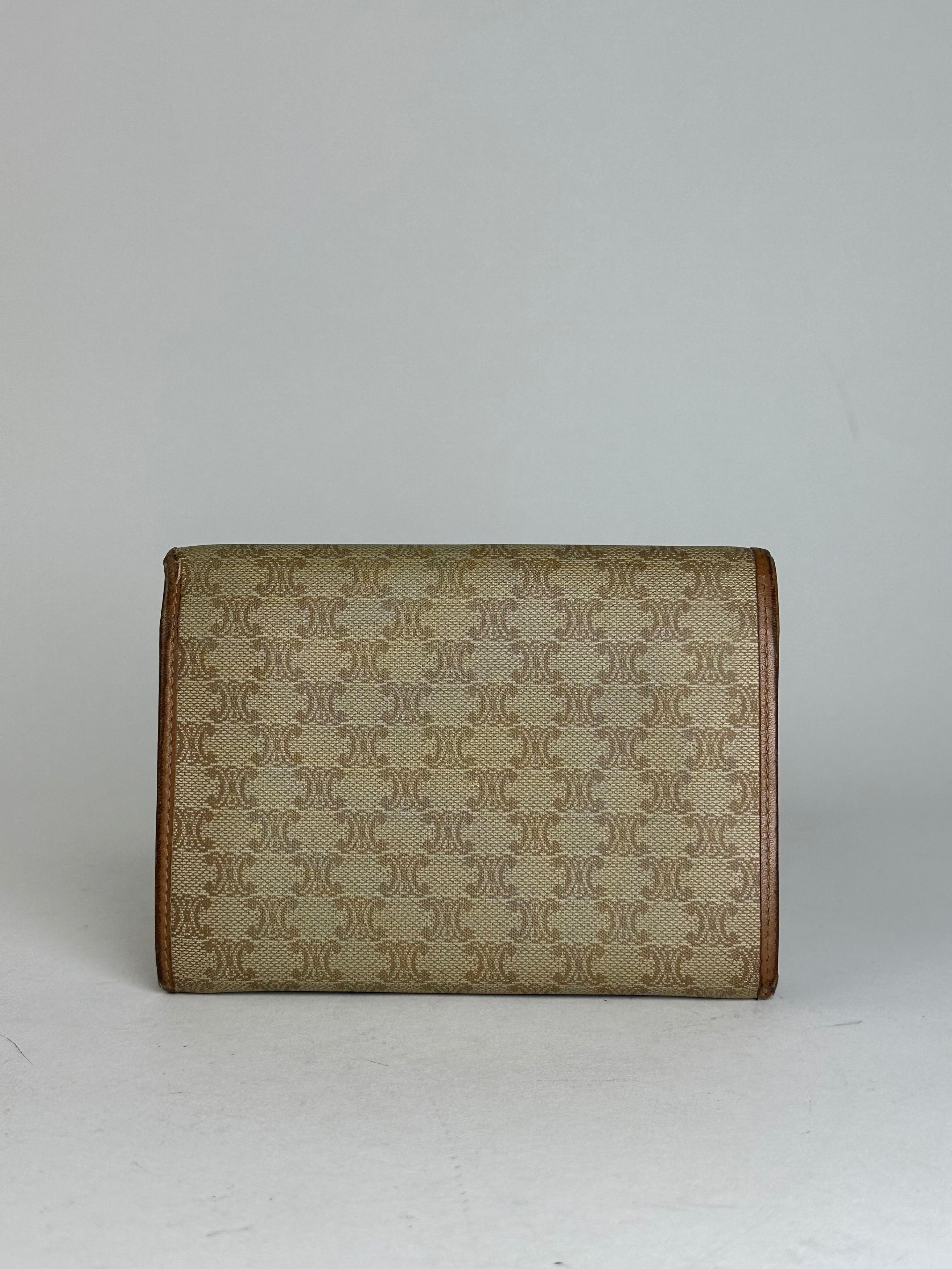Celine Vintage Monogram Leather Wallet Beige Brown Size ONE SIZE - 2 Thumbnail