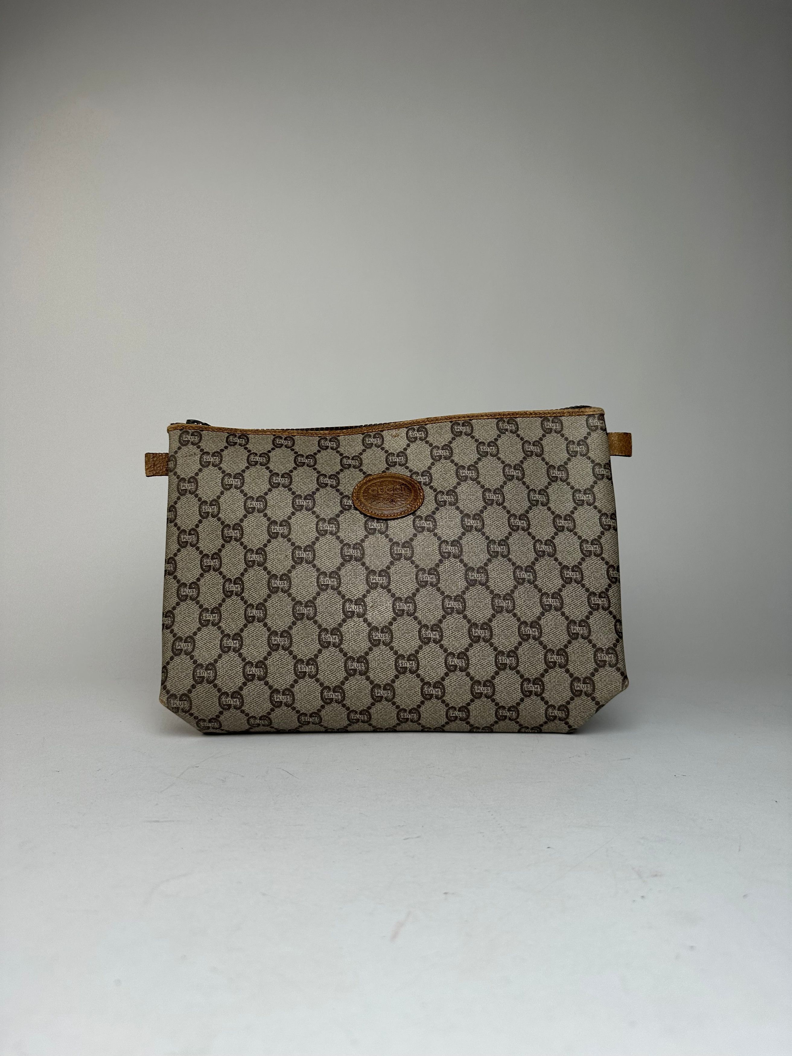 Other Vintage Gucci Plus Monogram Leather Clutch Grey Brown Size ONE SIZE - 11 Thumbnail