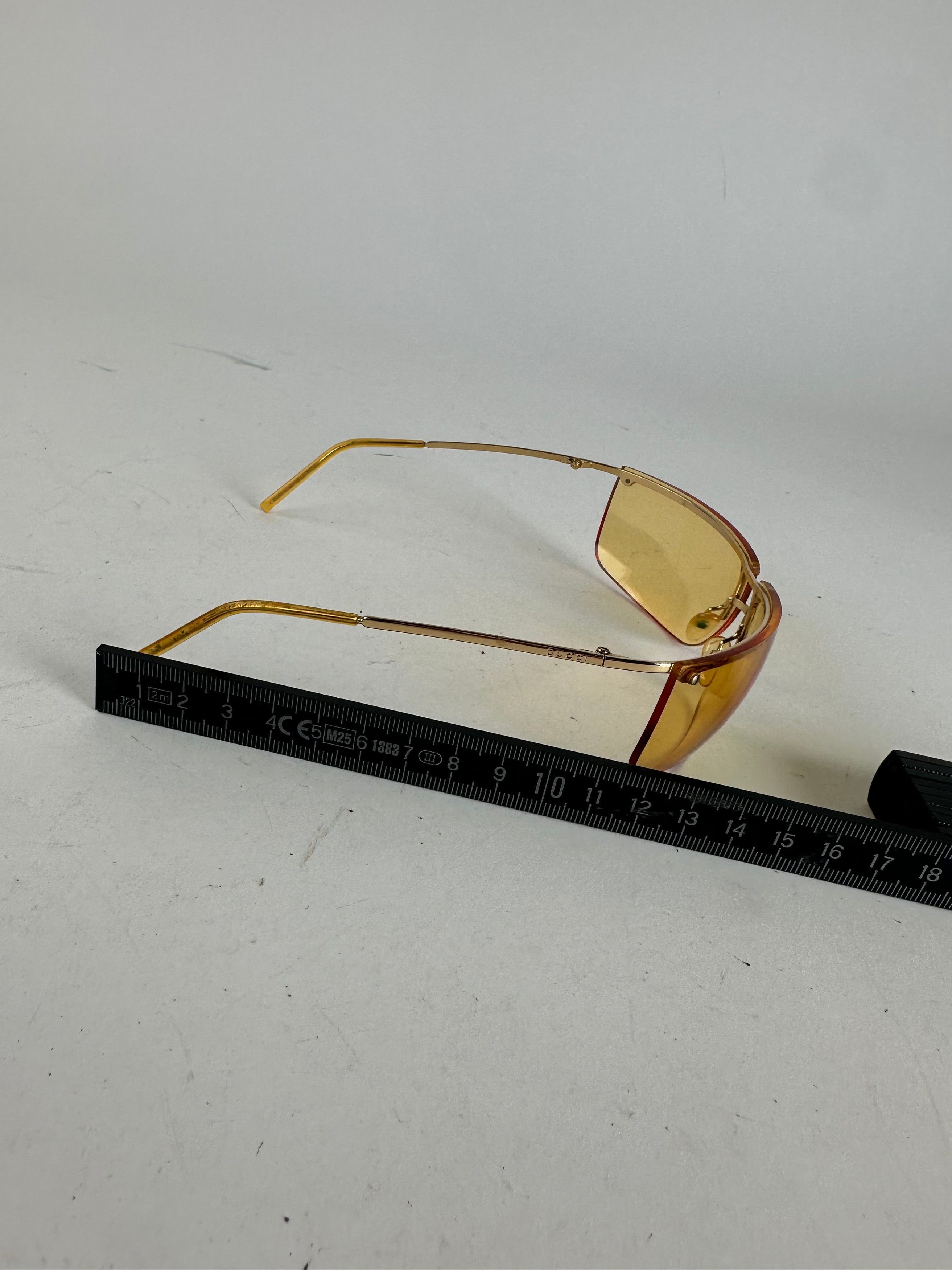 Gucci Vintage Rimless Sunglasses Gold Yellow Size ONE SIZE - 6 Thumbnail