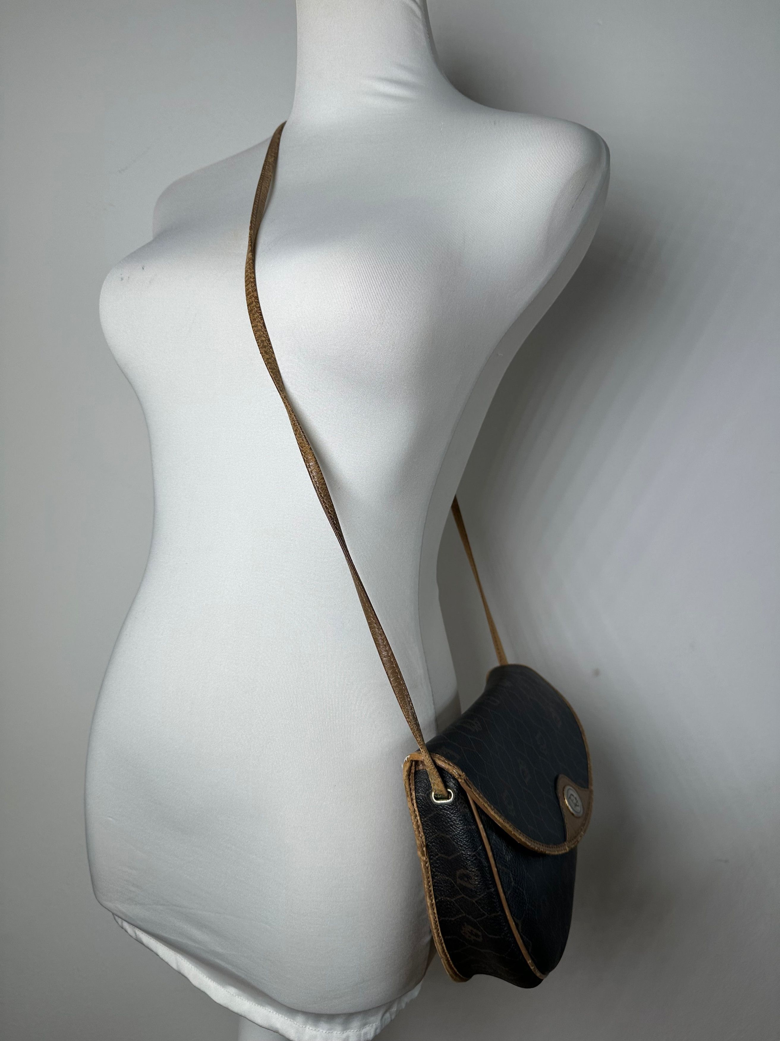 Dior Vintage Monogram Leather Shoulder Bag Black Brown Size ONE SIZE - 4 Thumbnail