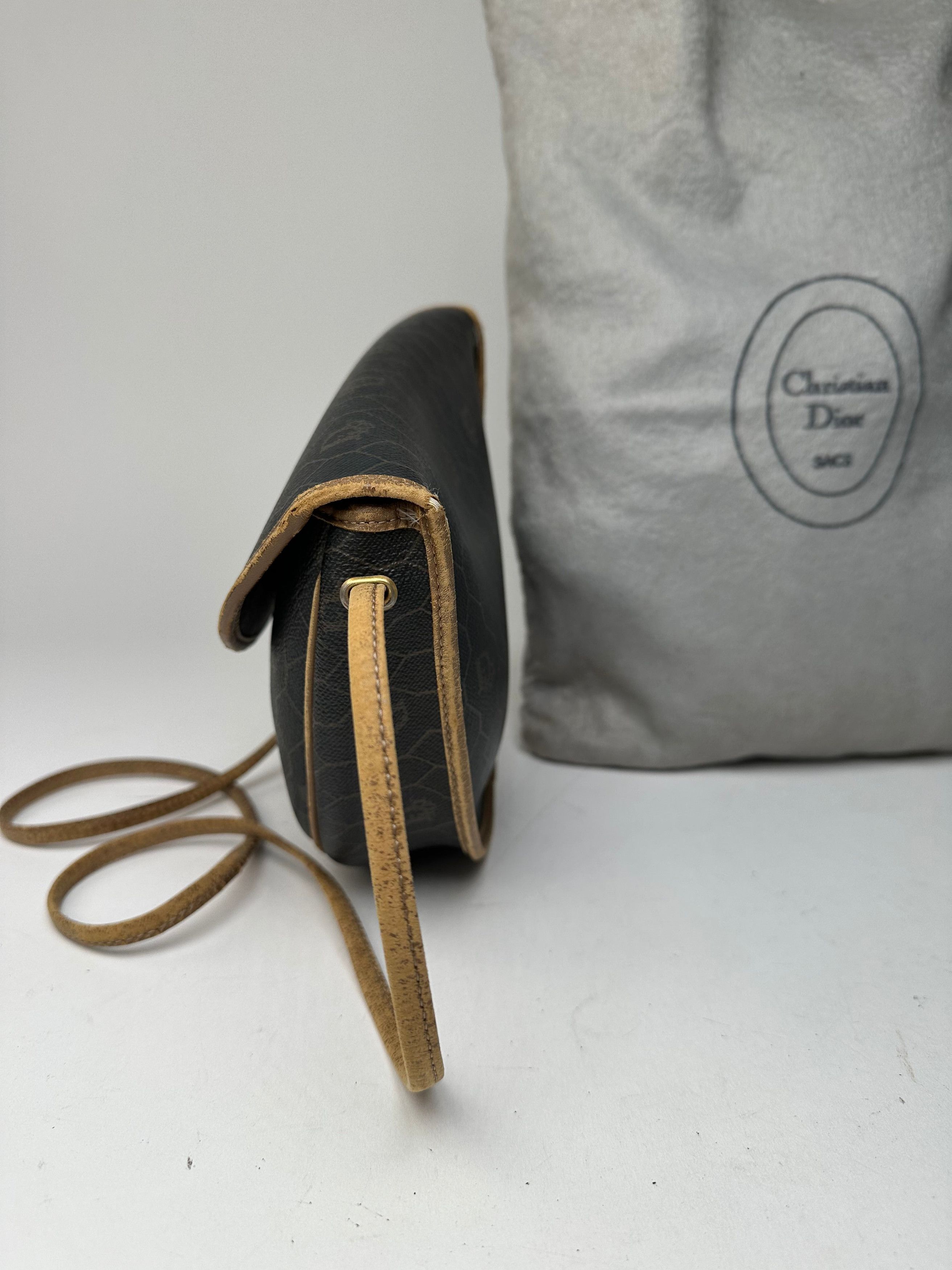 Dior Vintage Monogram Leather Shoulder Bag Black Brown Size ONE SIZE - 8 Thumbnail