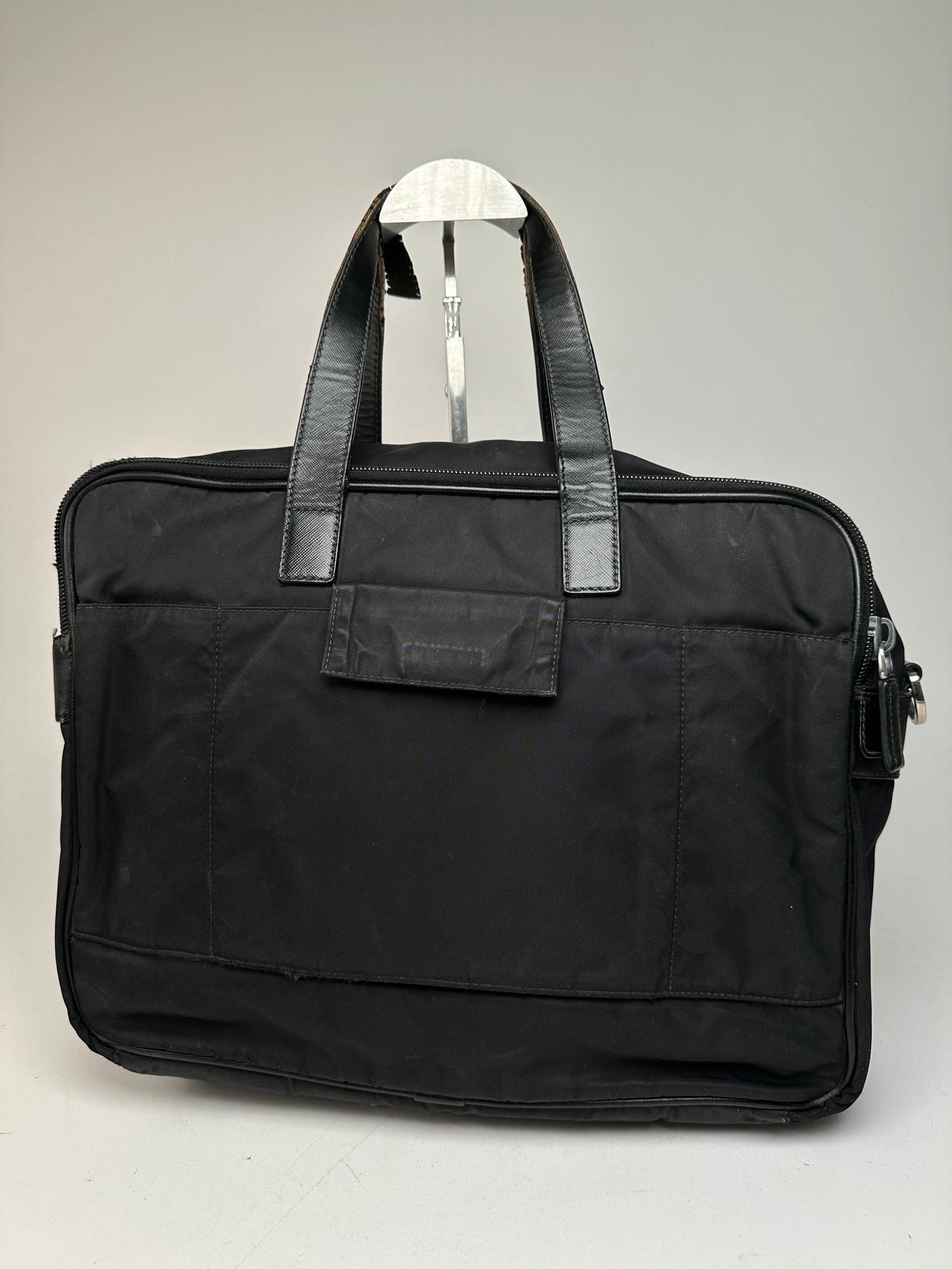 Prada Vintage Triangle Logo Polyester Travel Bag Black Size ONE SIZE - 11 Thumbnail
