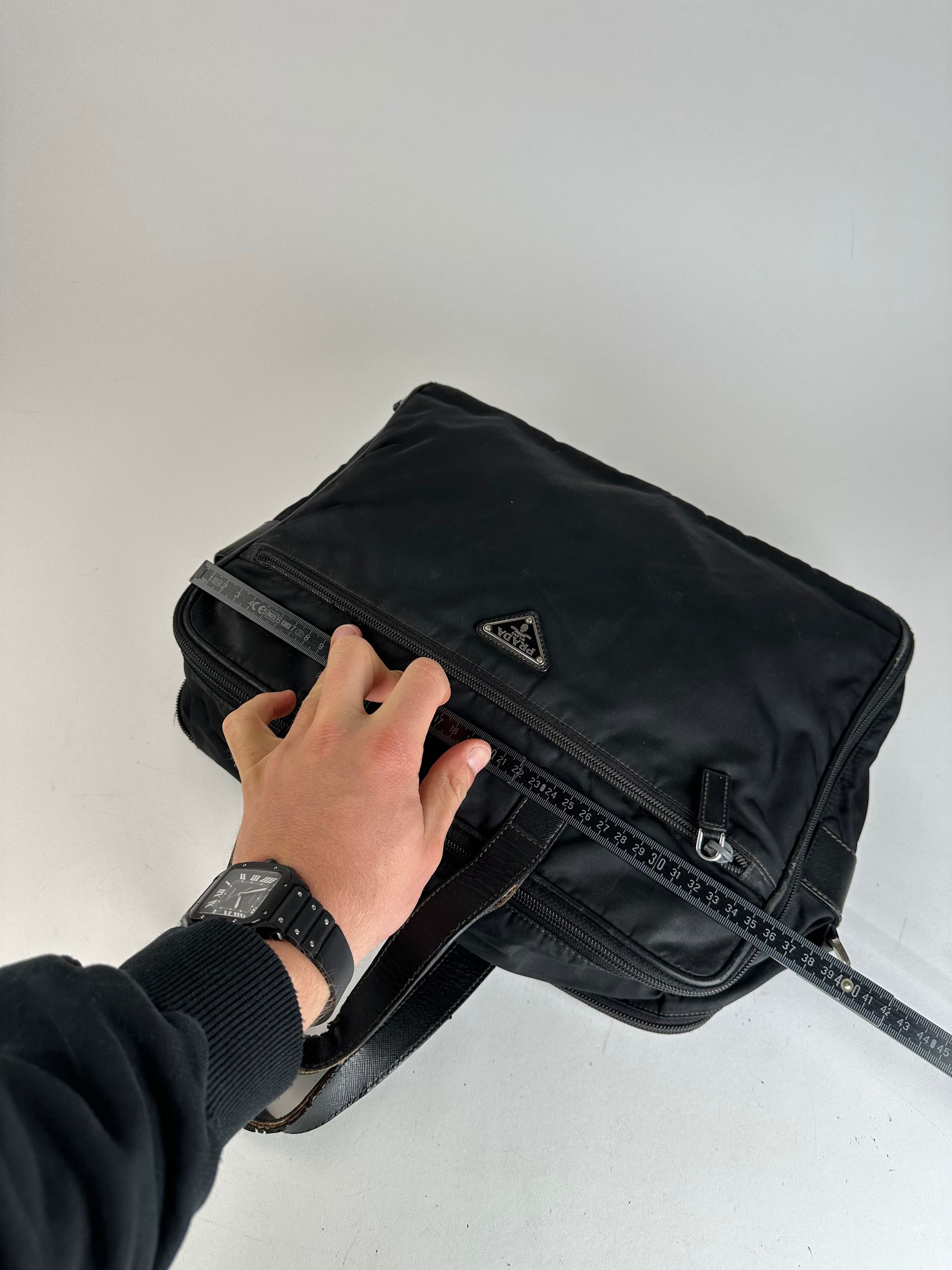 Prada Vintage Triangle Logo Polyester Travel Bag Black Size ONE SIZE - 13 Thumbnail
