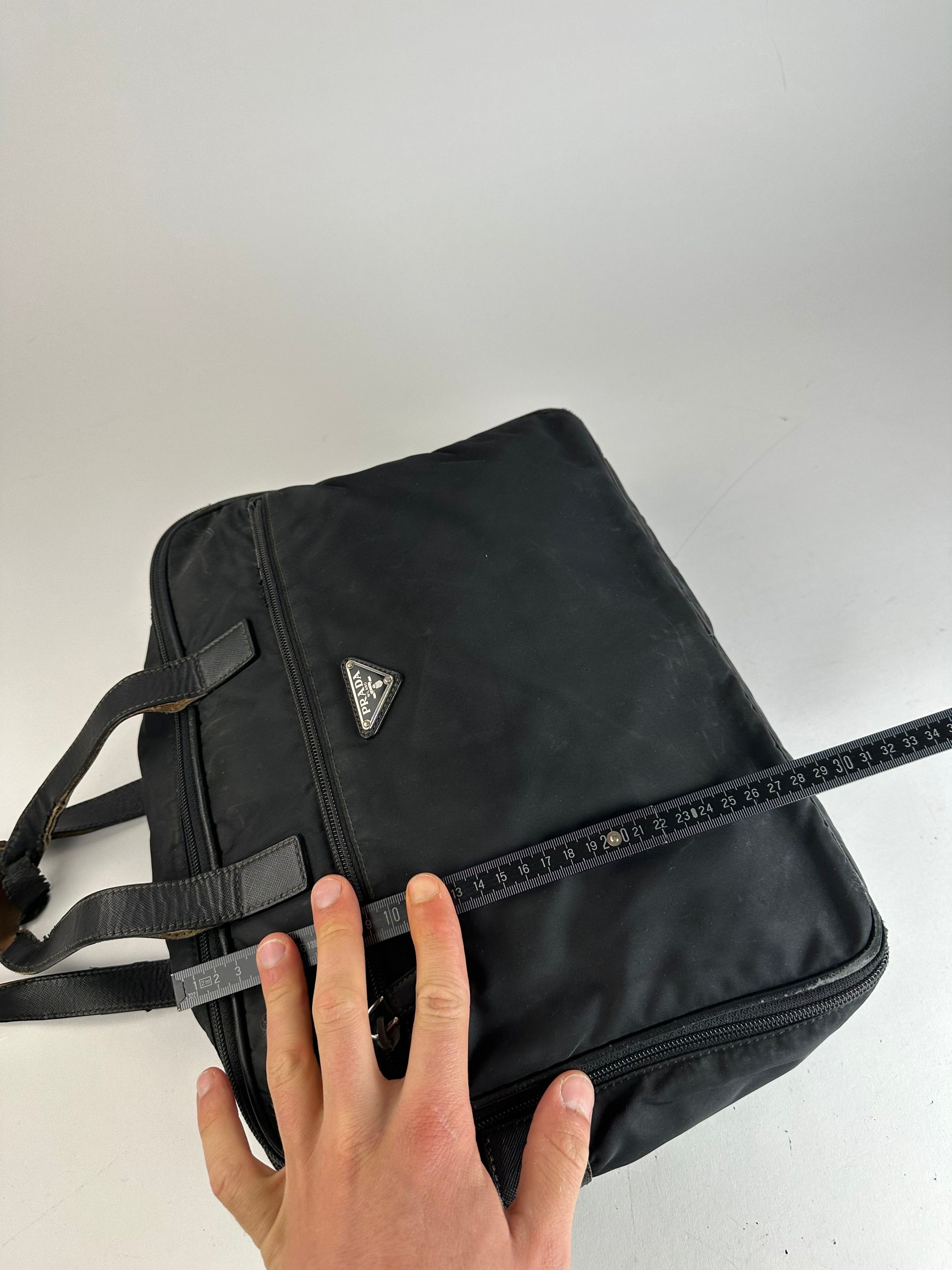 Prada Vintage Triangle Logo Polyester Travel Bag Black Size ONE SIZE - 14 Thumbnail