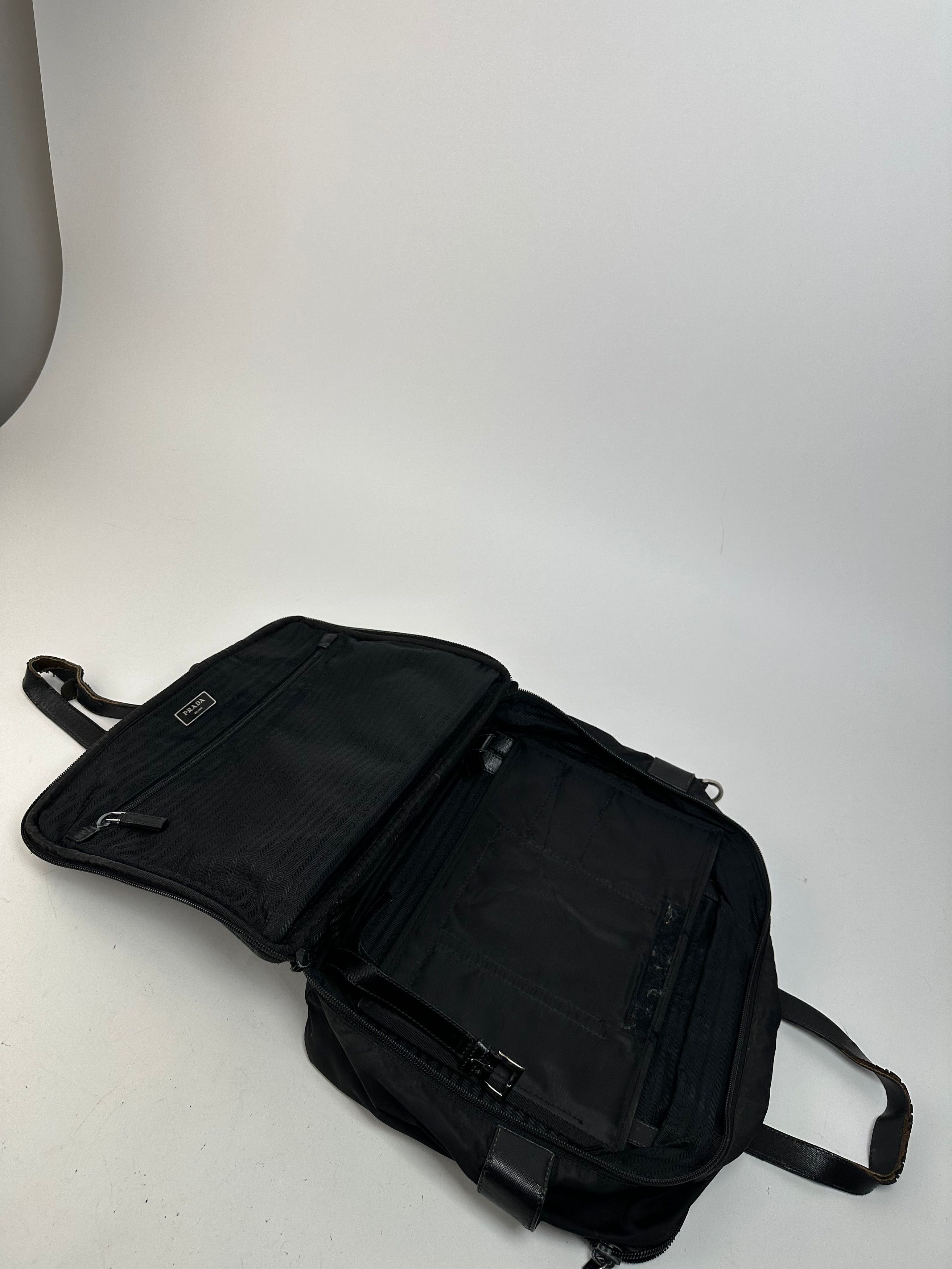 Prada Vintage Triangle Logo Polyester Travel Bag Black Size ONE SIZE - 4 Thumbnail
