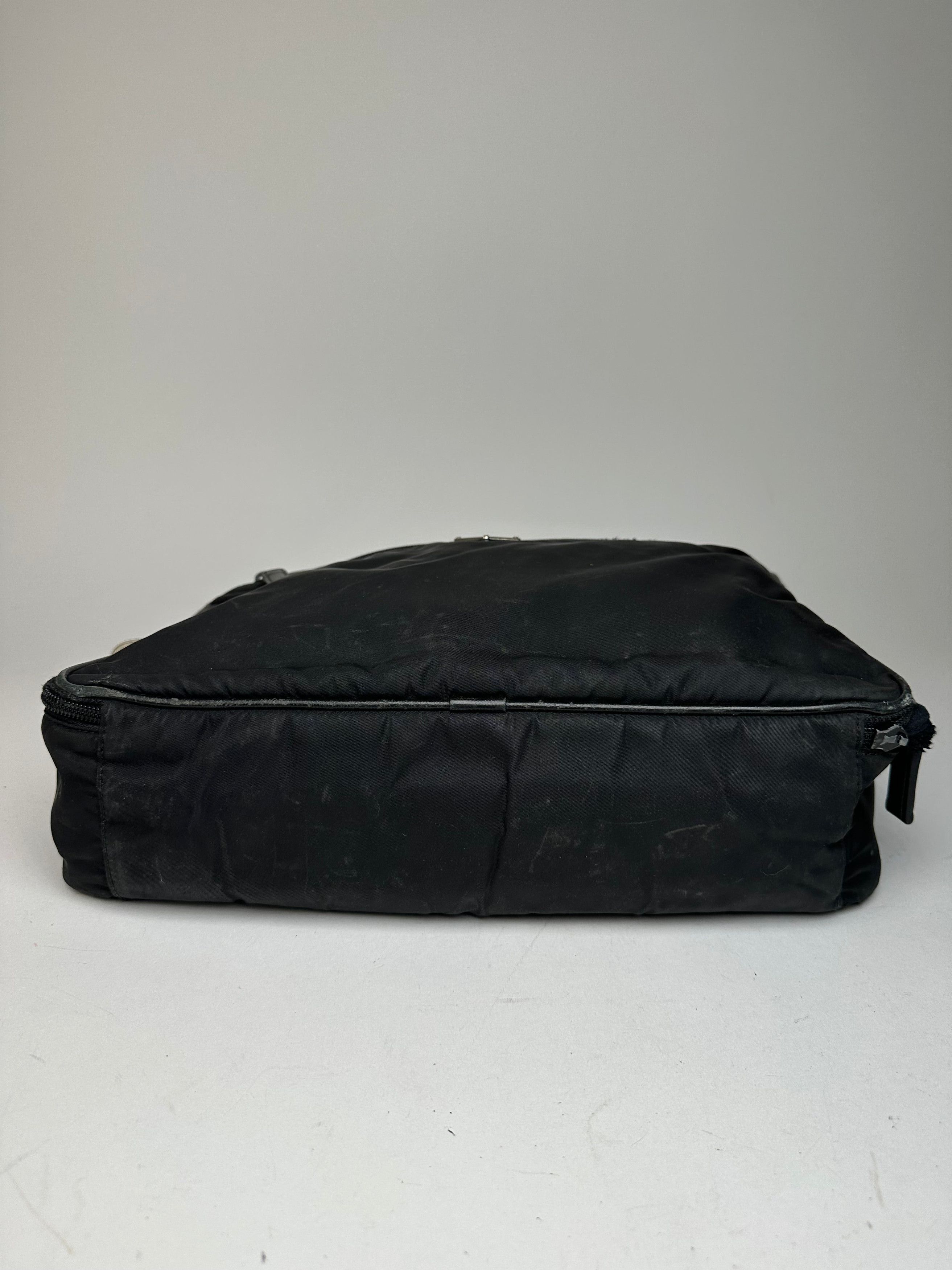Prada Vintage Triangle Logo Polyester Travel Bag Black Size ONE SIZE - 15 Thumbnail
