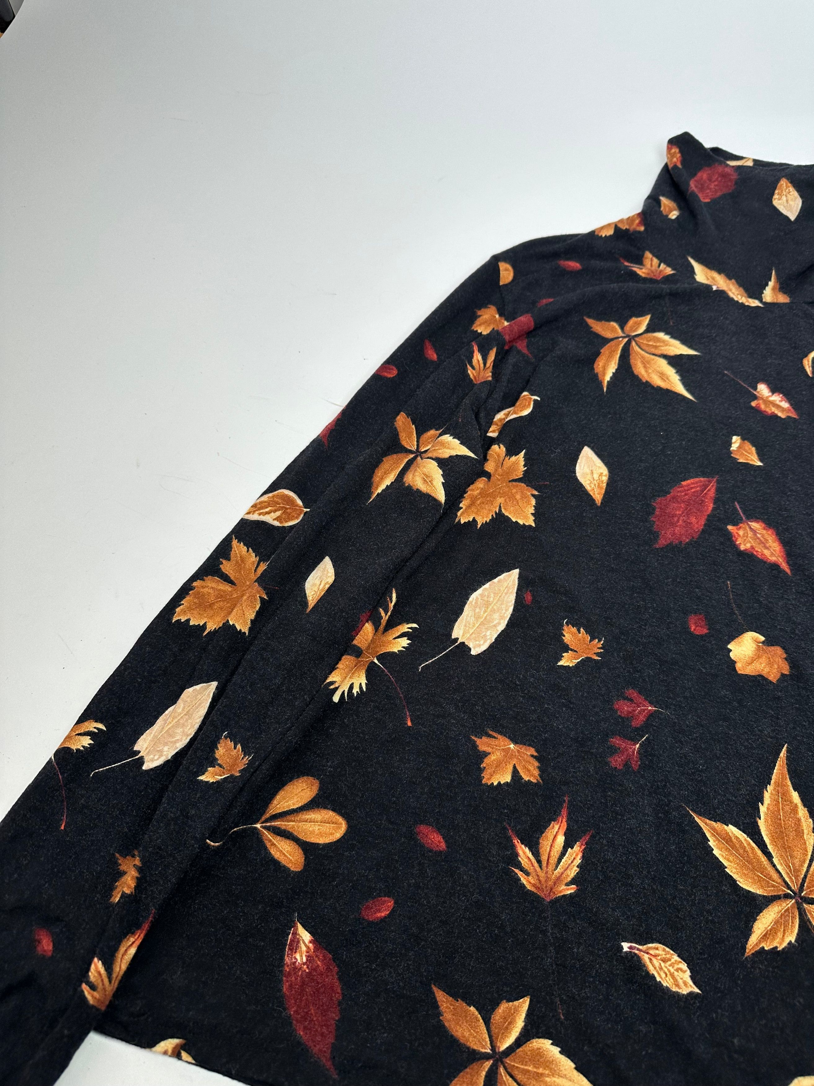 Salvatore Ferragamo Vintage Leaf Emblossed Turtle Neck Sweater Black Brown S Size S / US 4 / IT 40 - 7 Thumbnail