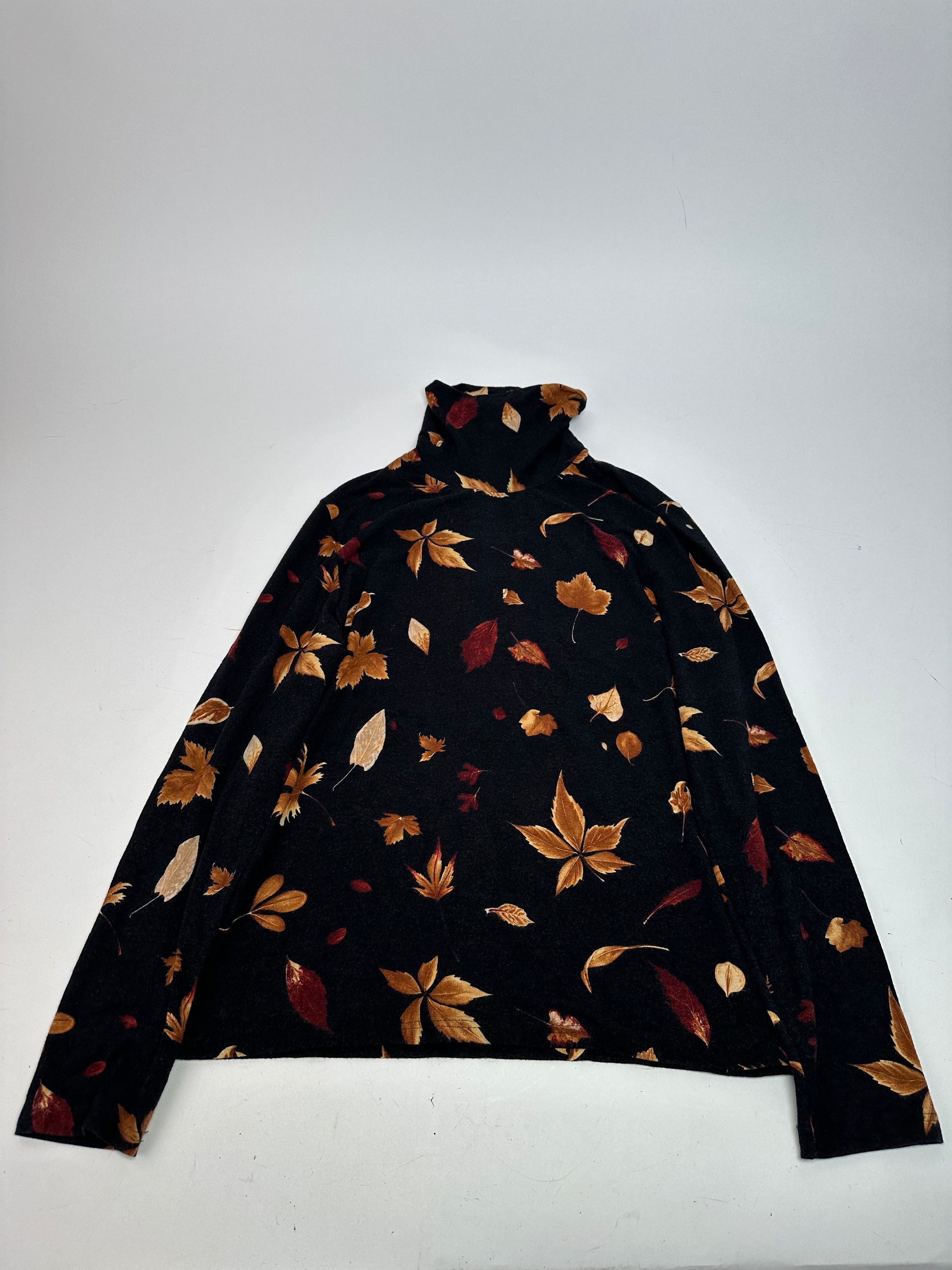 Salvatore Ferragamo Vintage Leaf Emblossed Turtle Neck Sweater Black Brown S Size S / US 4 / IT 40 - 5 Thumbnail