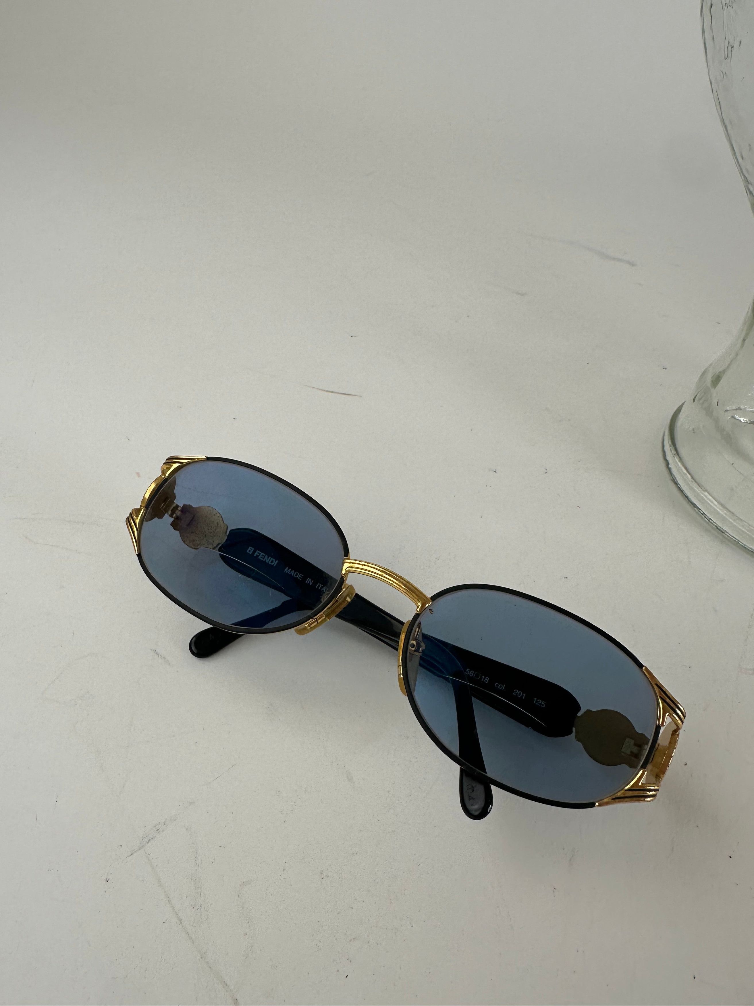 Fendi Vintage Roma Sunglasses Black Gold Blue Size ONE SIZE - 12 Thumbnail