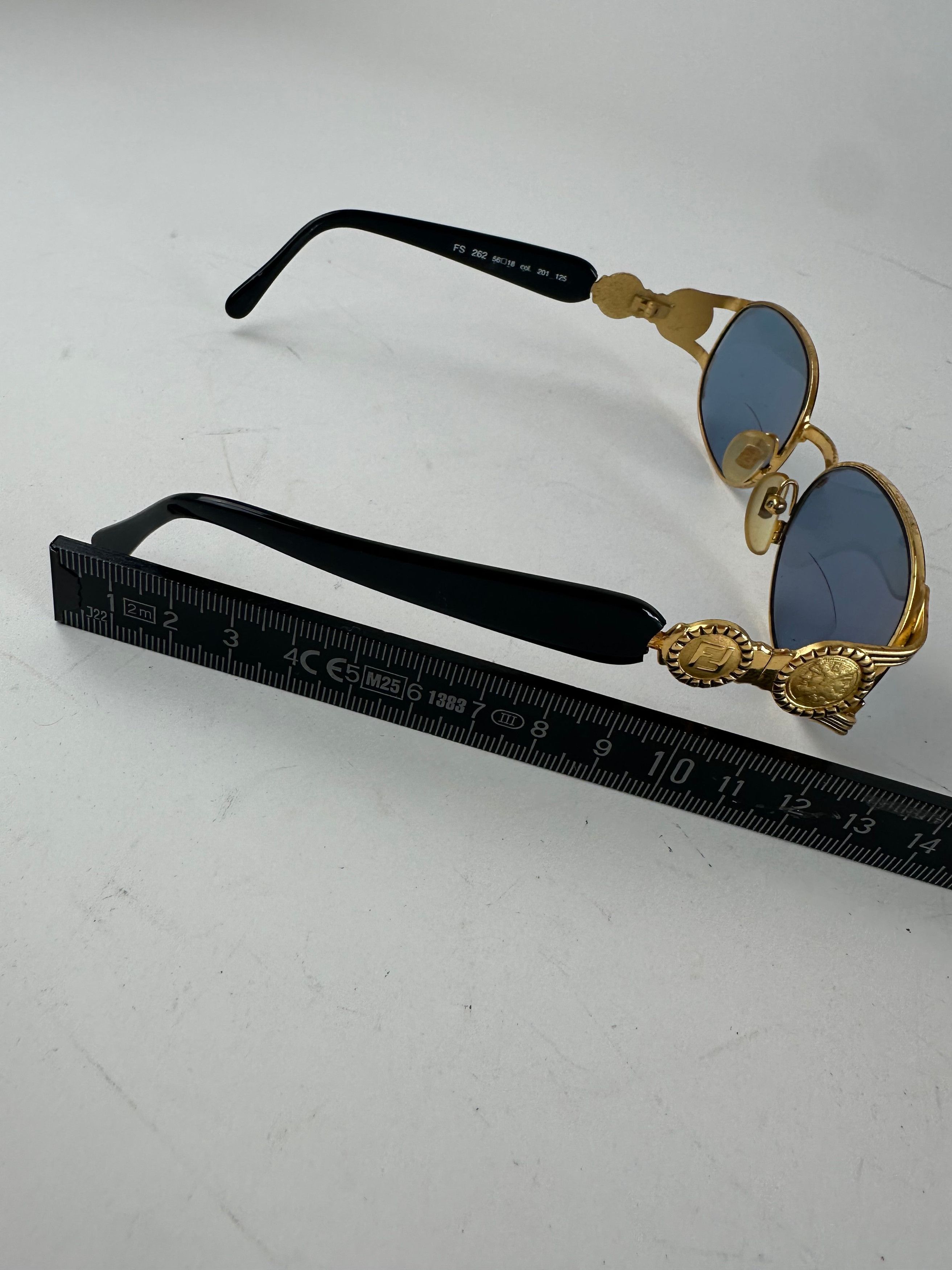 Fendi Vintage Roma Sunglasses Black Gold Blue Size ONE SIZE - 9 Thumbnail
