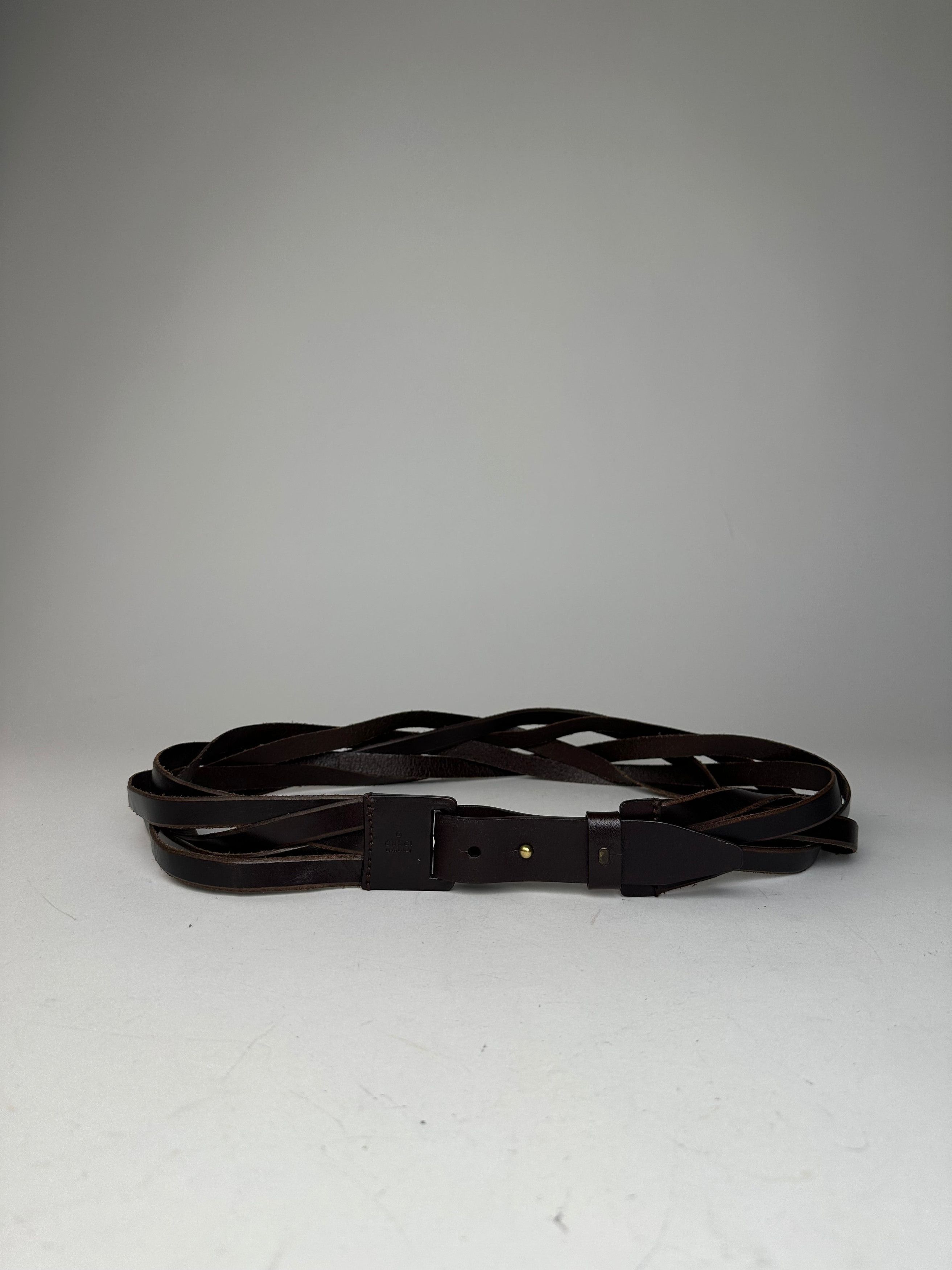 Gucci Vintage Twisted Leather Belt Brown Size ONE SIZE - 8 Thumbnail