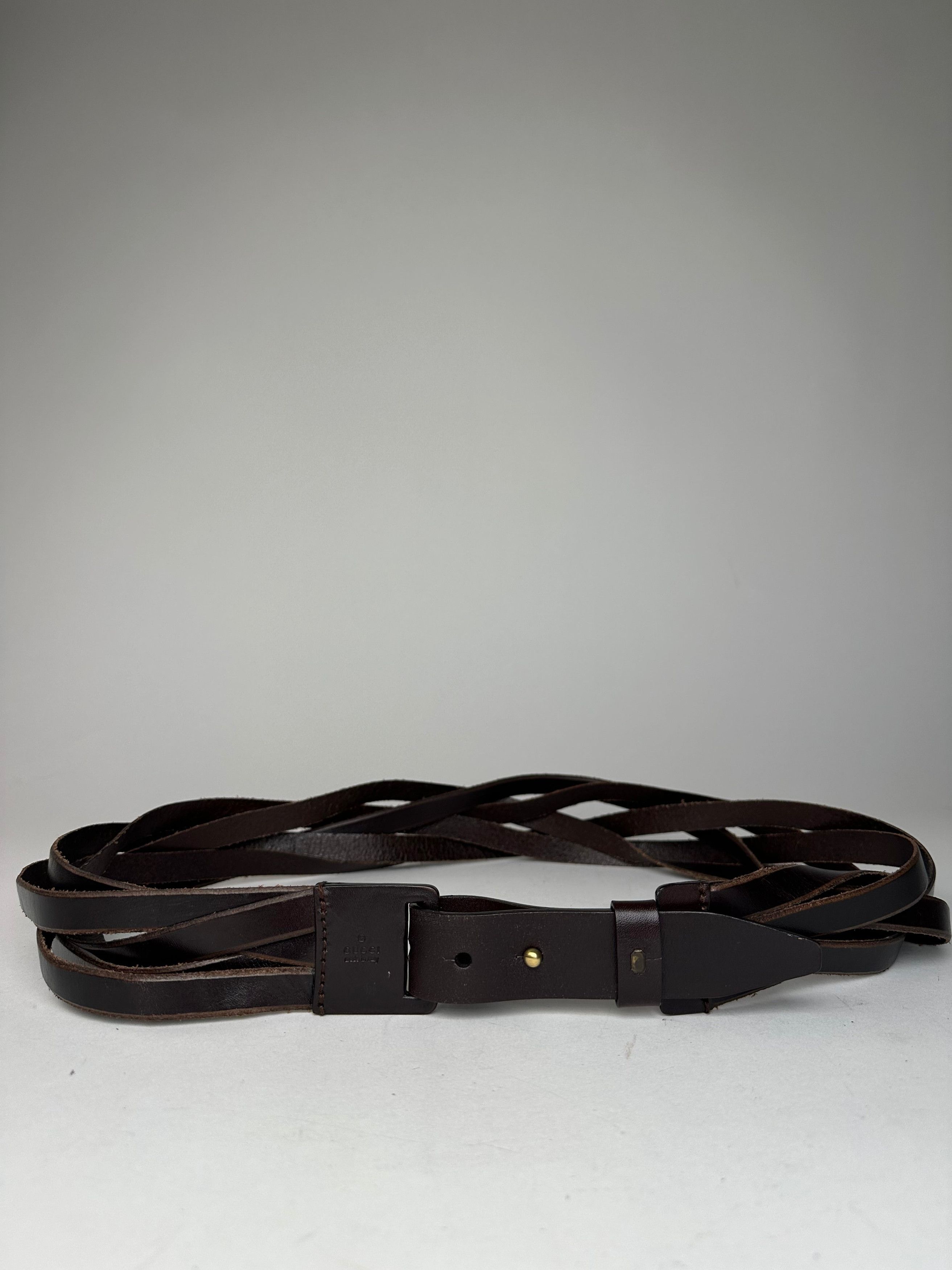 Gucci Vintage Twisted Leather Belt Brown Size ONE SIZE - 11 Thumbnail
