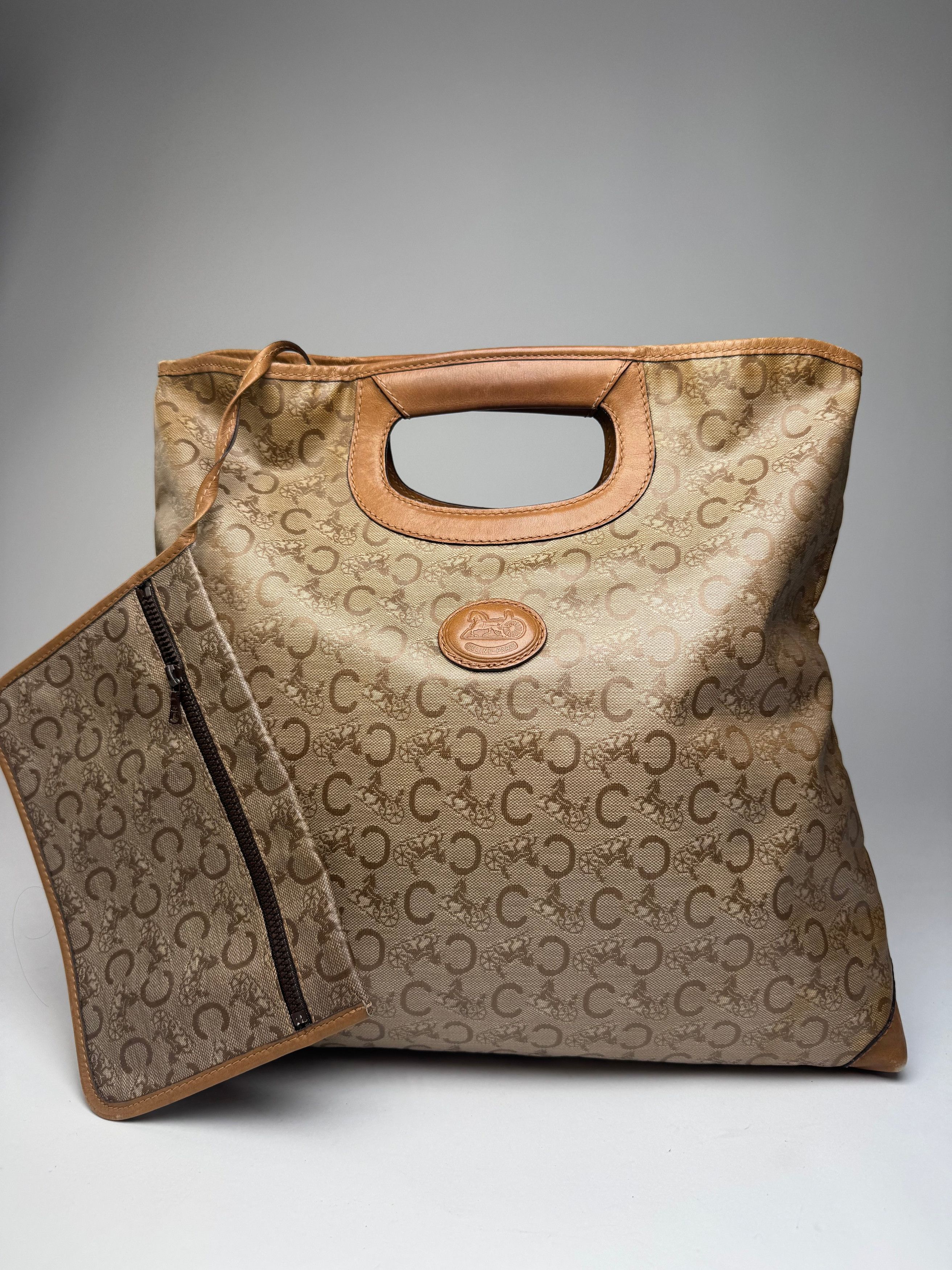 Celine Vintage Paris C Monogram Leather tote bag brown beige Size ONE SIZE - 12 Thumbnail