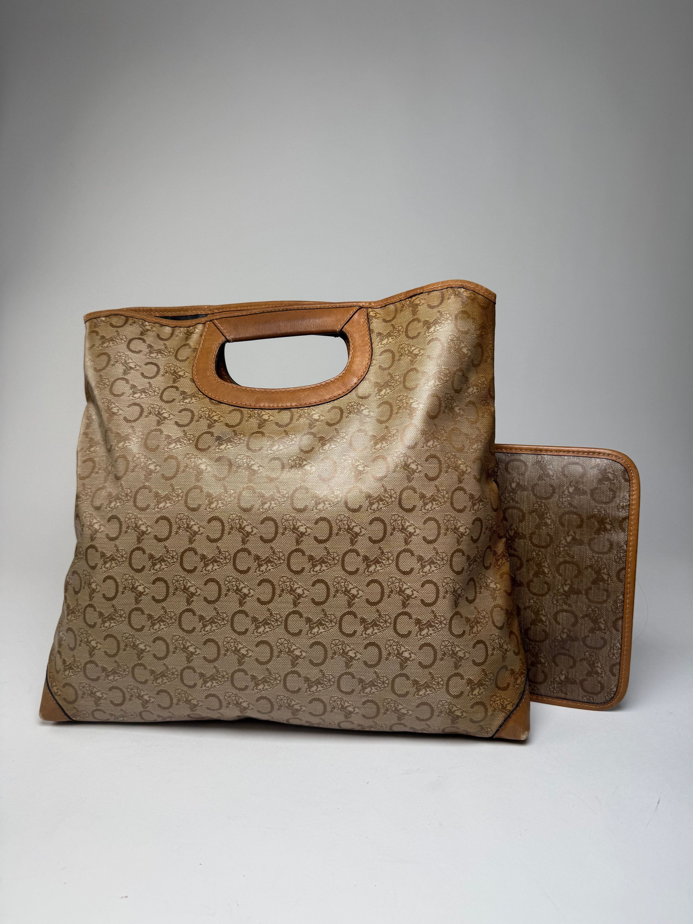 Celine Vintage Paris C Monogram Leather tote bag brown beige Size ONE SIZE - 2 Thumbnail
