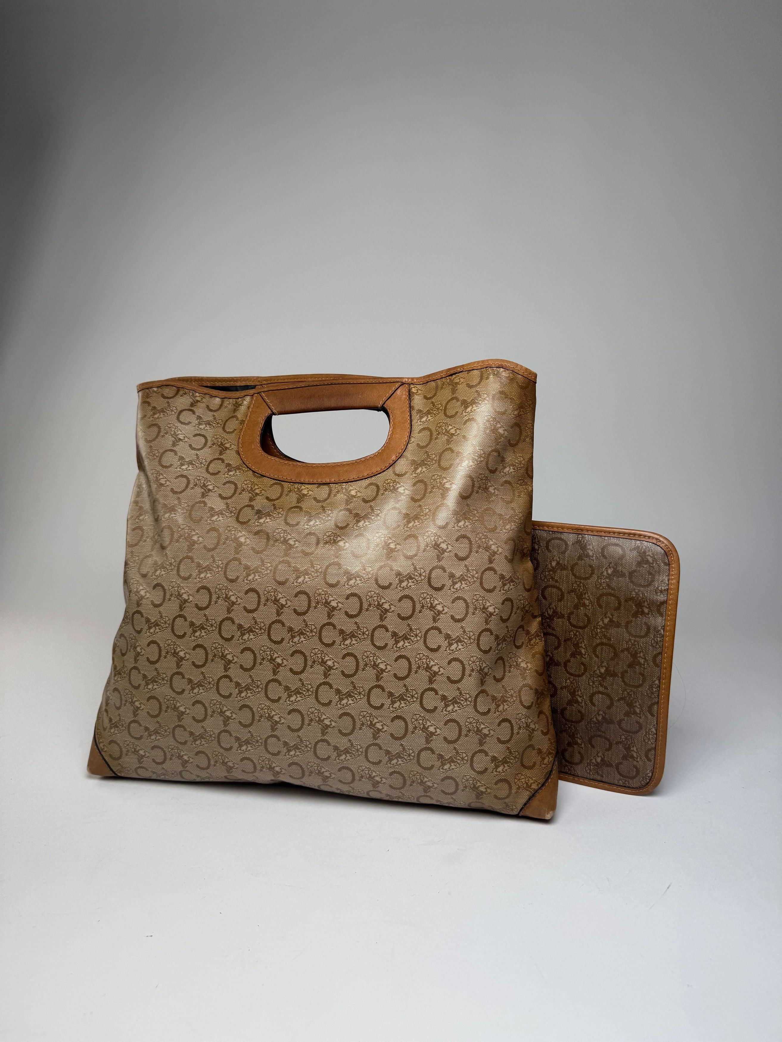 Celine Vintage Paris C Monogram Leather tote bag brown beige Size ONE SIZE - 13 Thumbnail