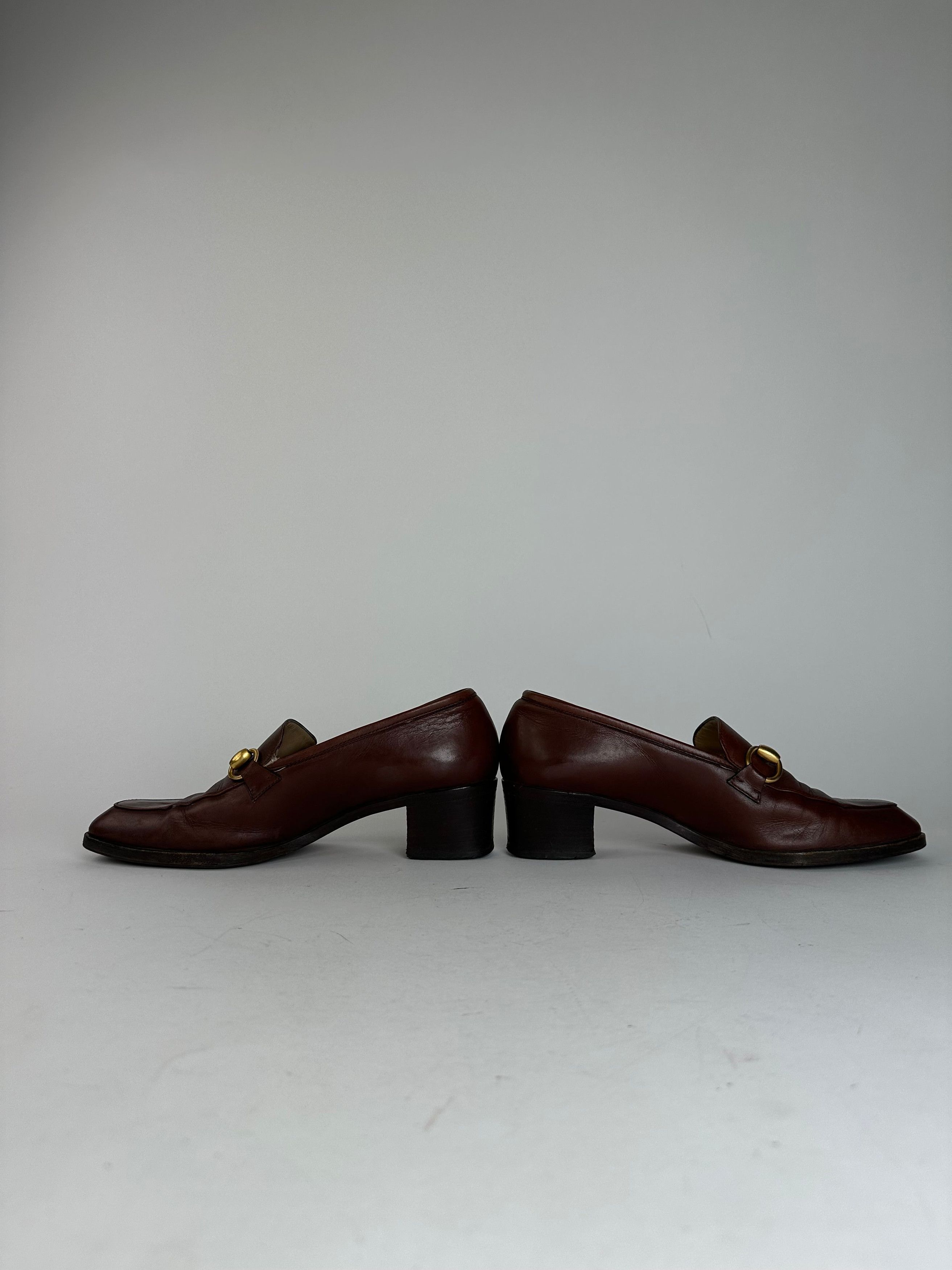 Gucci Vintage Heeled Horsebit Leather Boots Brown EU37 Size US 6 / IT 36 - 6 Thumbnail