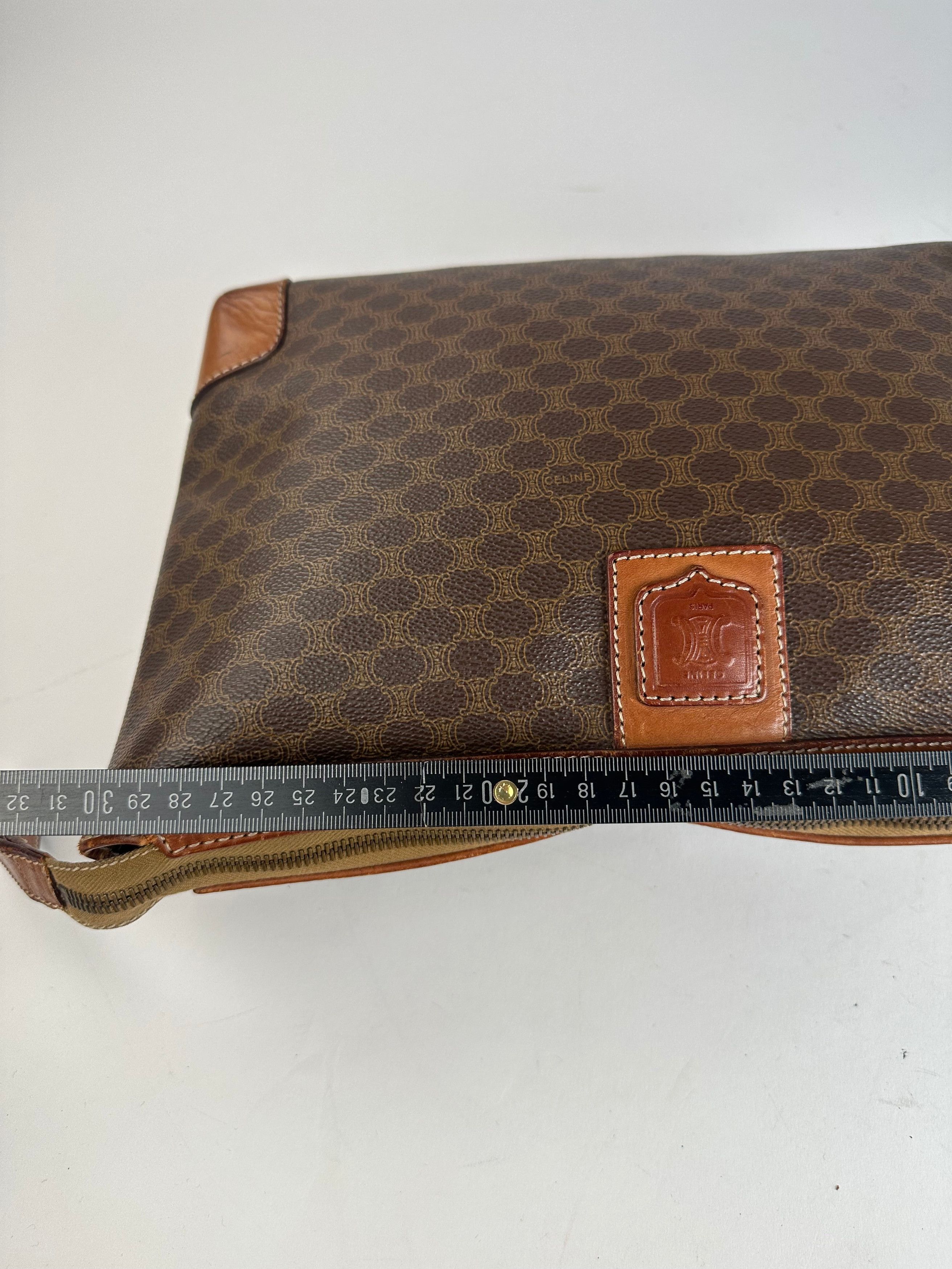 Celine Vintage Paris Monogram Leather Clutch Brown Size ONE SIZE - 8 Thumbnail