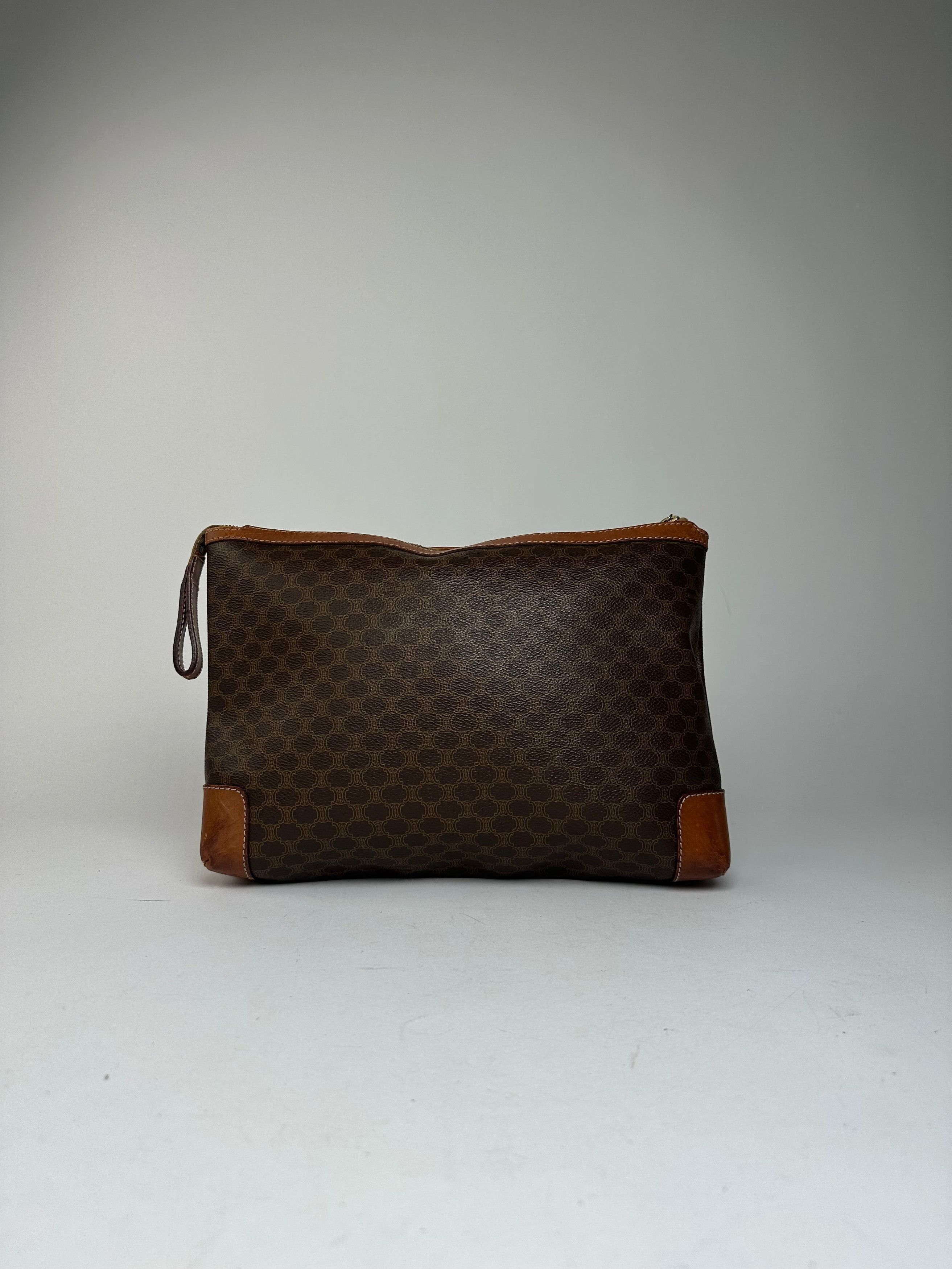 Celine Vintage Paris Monogram Leather Clutch Brown Size ONE SIZE - 14 Thumbnail
