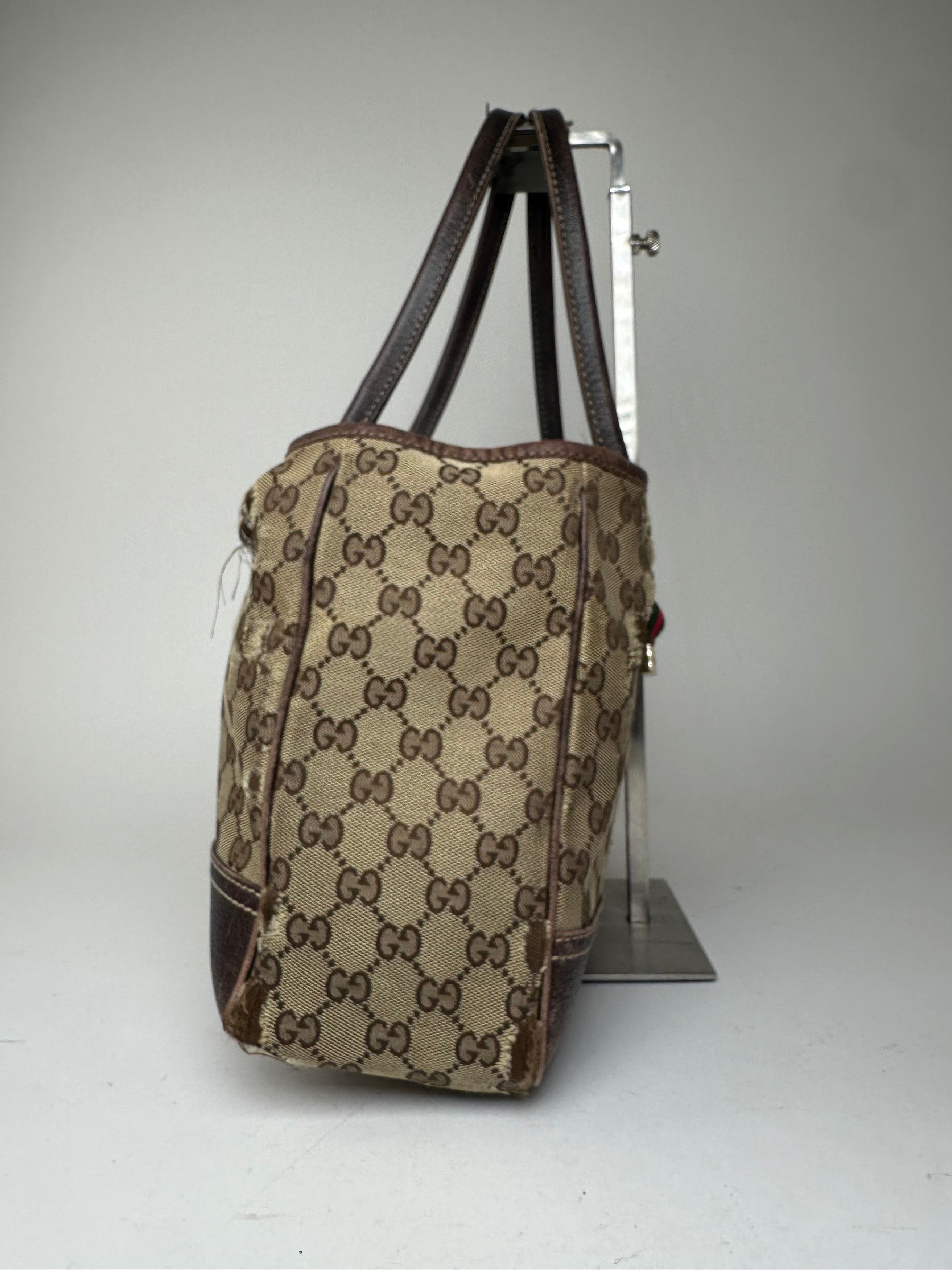 Gucci Vintage Monogram Canvas Leather Handbag Beige Brown Size ONE SIZE - 7 Thumbnail