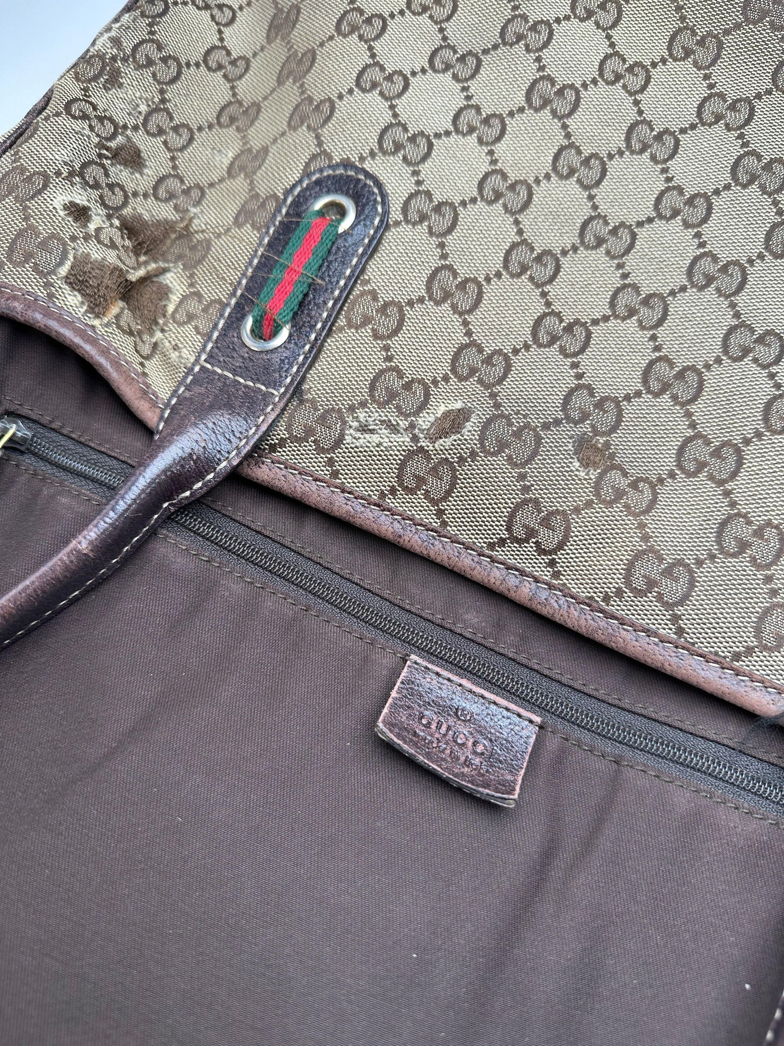 Gucci Vintage Monogram Canvas Leather Handbag Beige Brown Size ONE SIZE - 4 Thumbnail