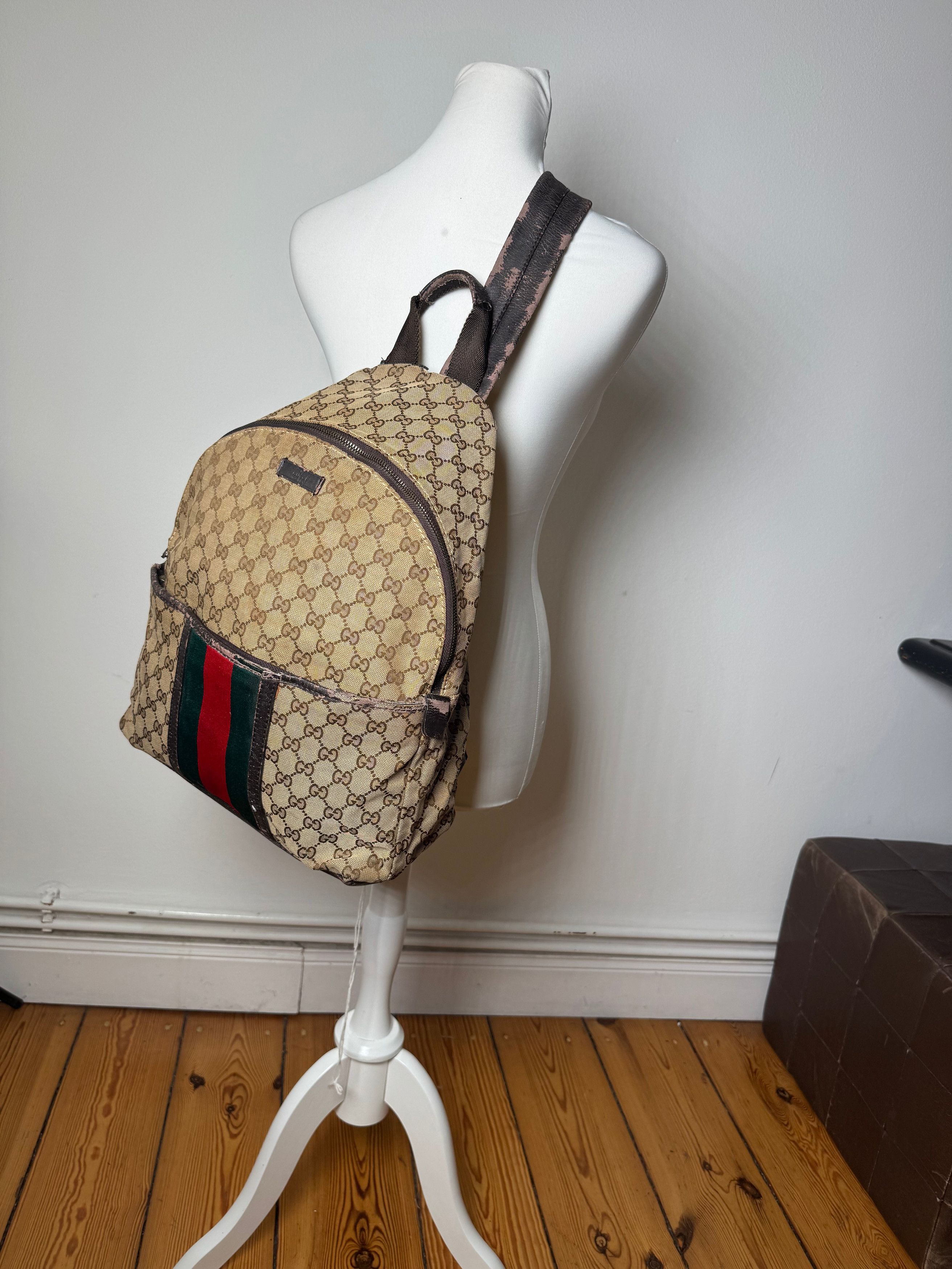 Gucci Vintage Monogram Backpack / Crossbody Bag Beige Brown Size ONE SIZE - 14 Thumbnail