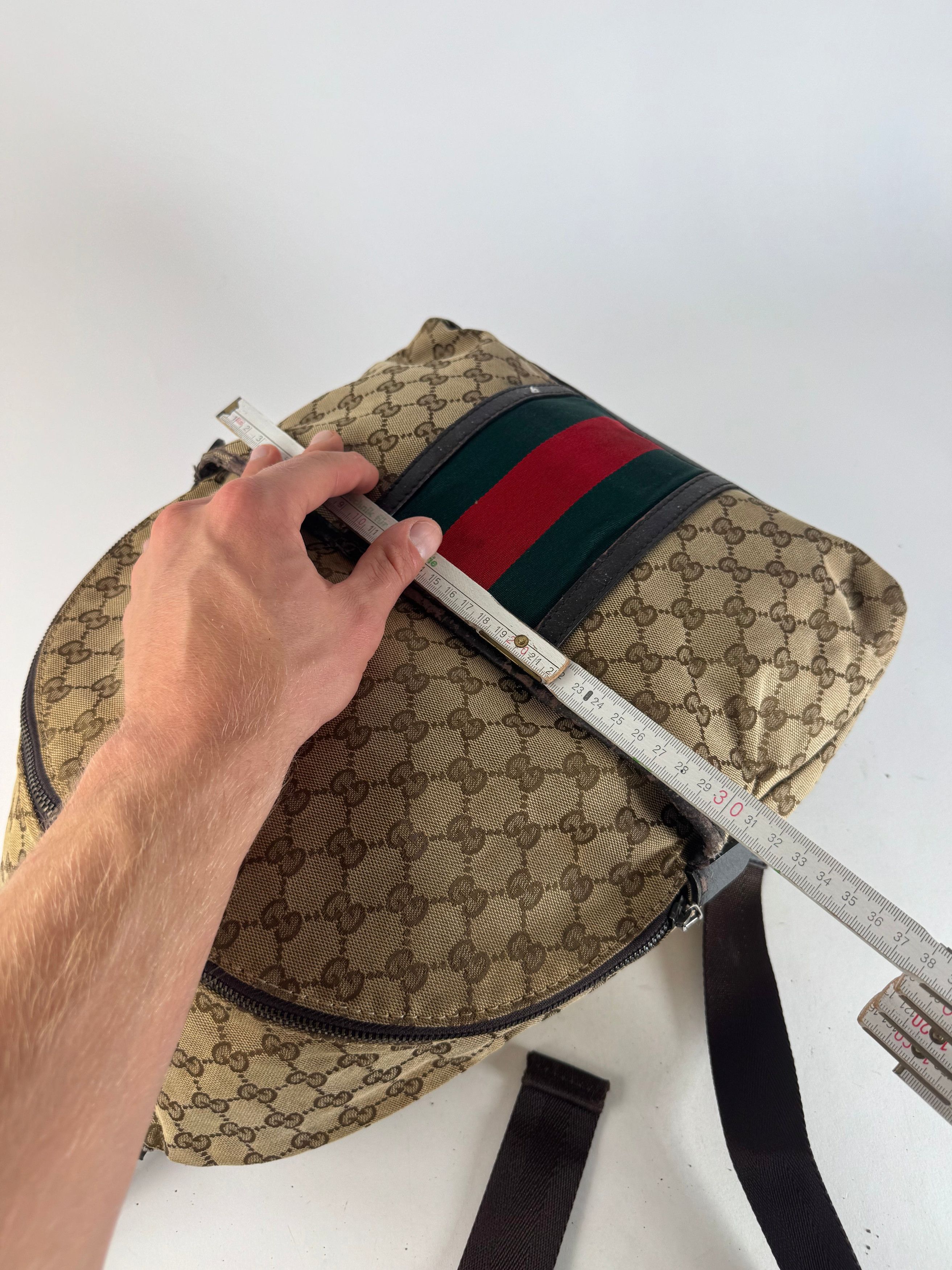 Gucci Vintage Monogram Backpack / Crossbody Bag Beige Brown Size ONE SIZE - 11 Thumbnail