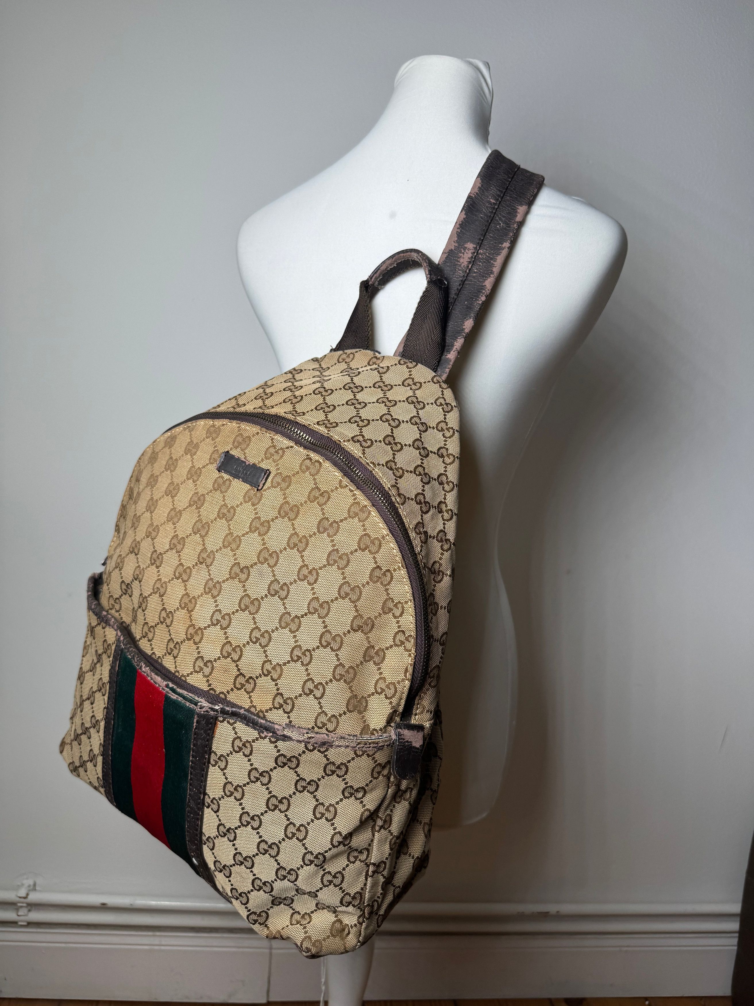 Gucci Vintage Monogram Backpack / Crossbody Bag Beige Brown Size ONE SIZE - 3 Thumbnail