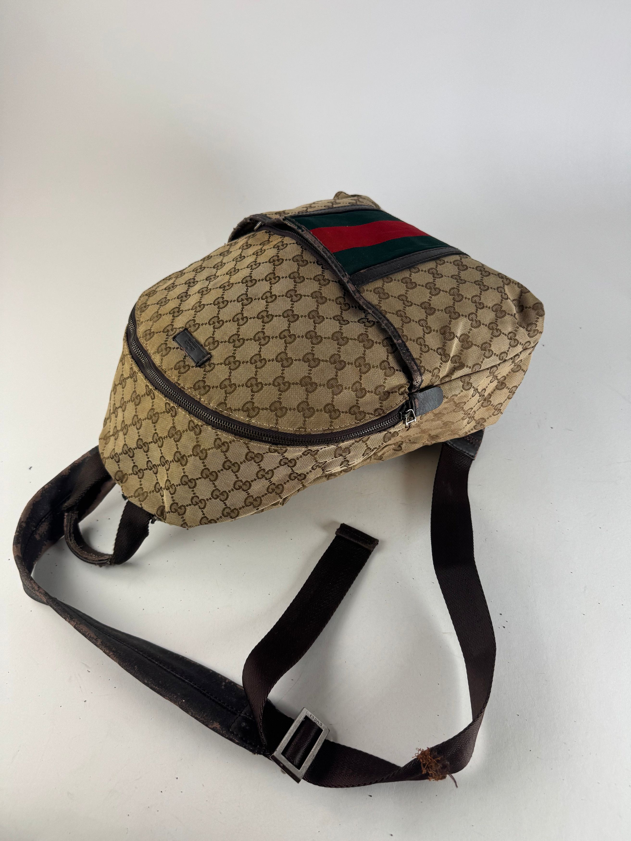 Gucci Vintage Monogram Backpack / Crossbody Bag Beige Brown Size ONE SIZE - 10 Thumbnail